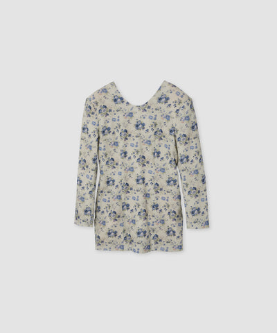 COTTON CORDUROY FLOWER PRINT LONG SLEEVE ONEPIECE