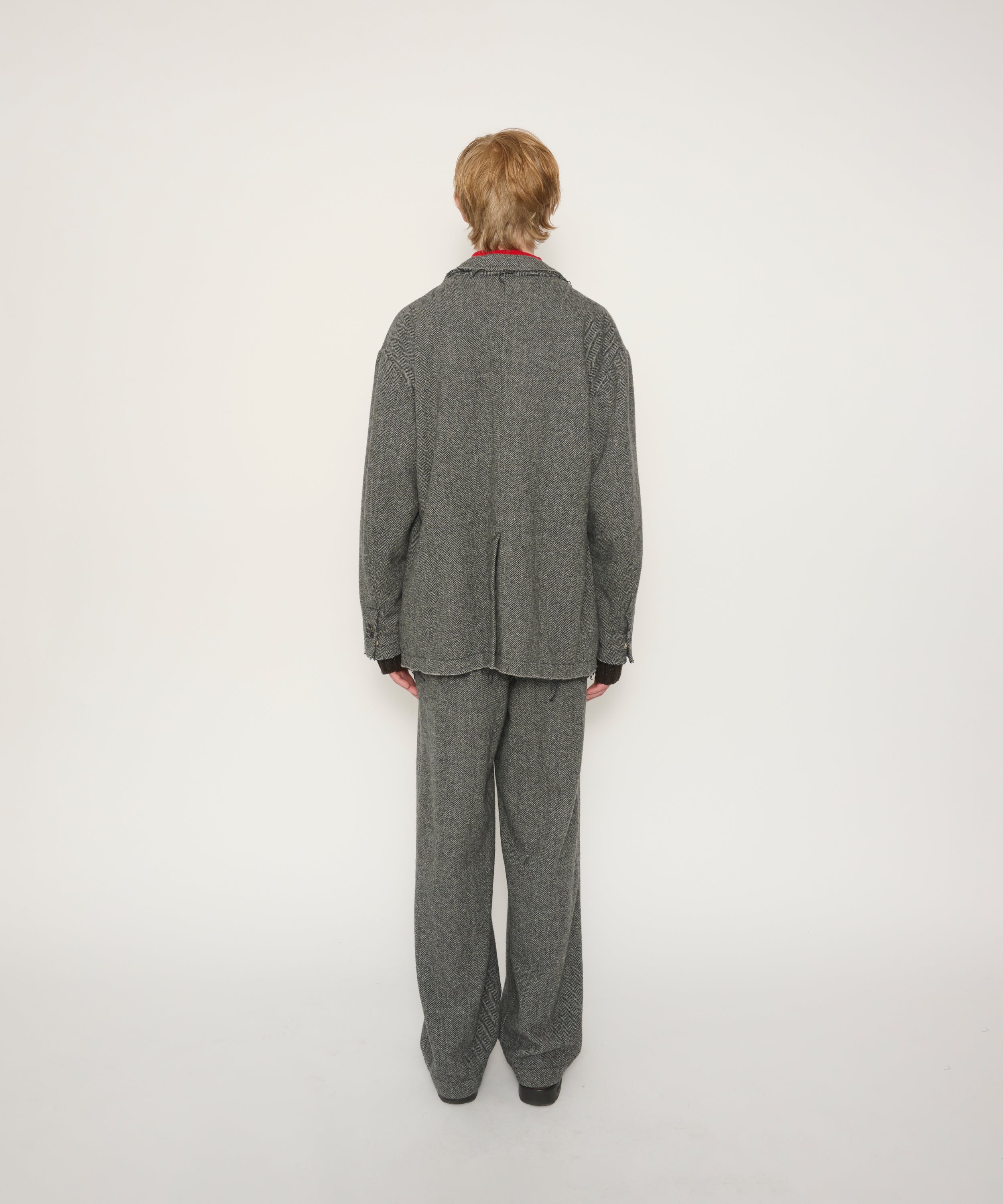 GARMENT WASHED SILKNEP TWEED TWO TUCK PANTS