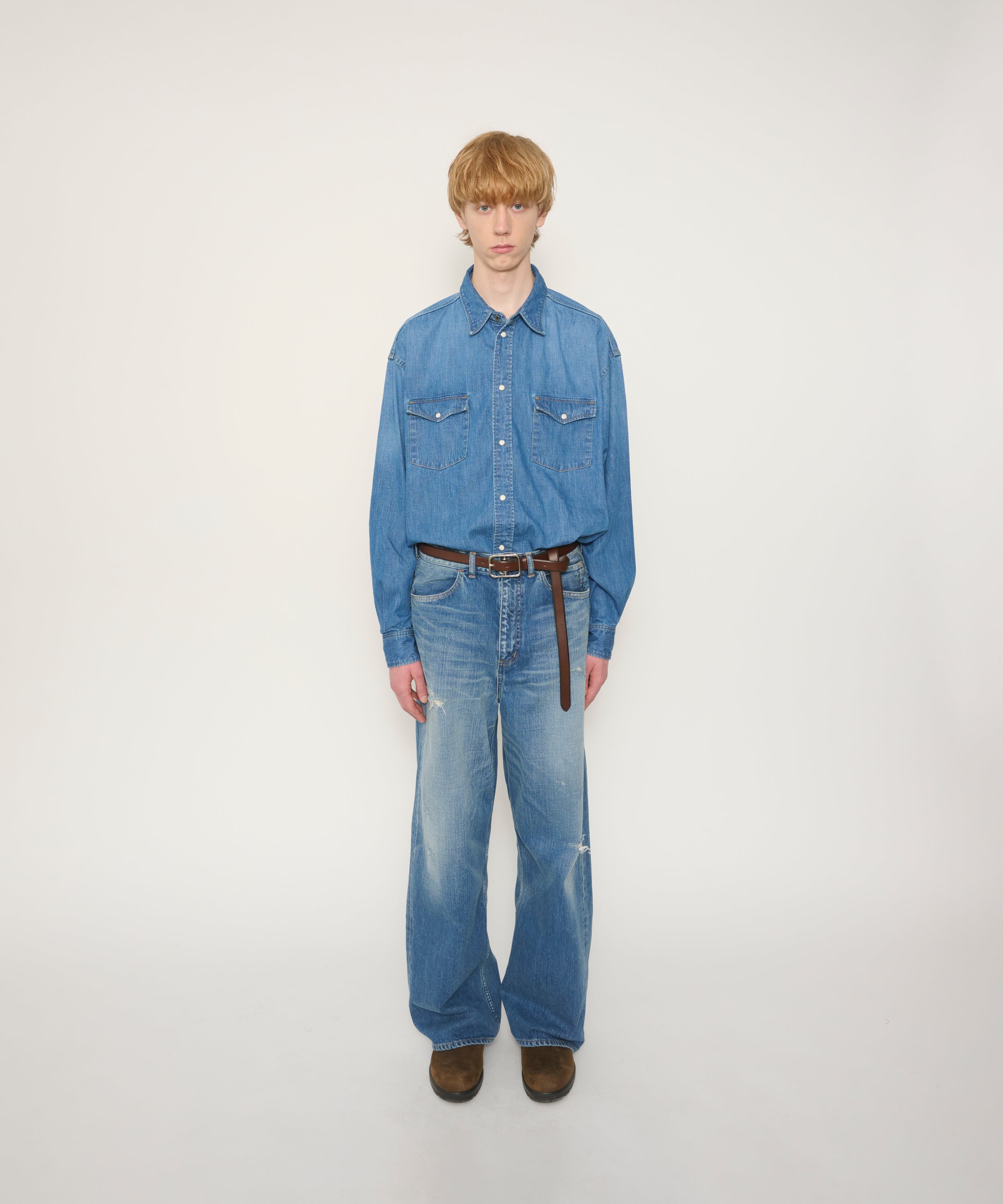 8oz DENIM WESTERN SHIRT VINTAGE WASH