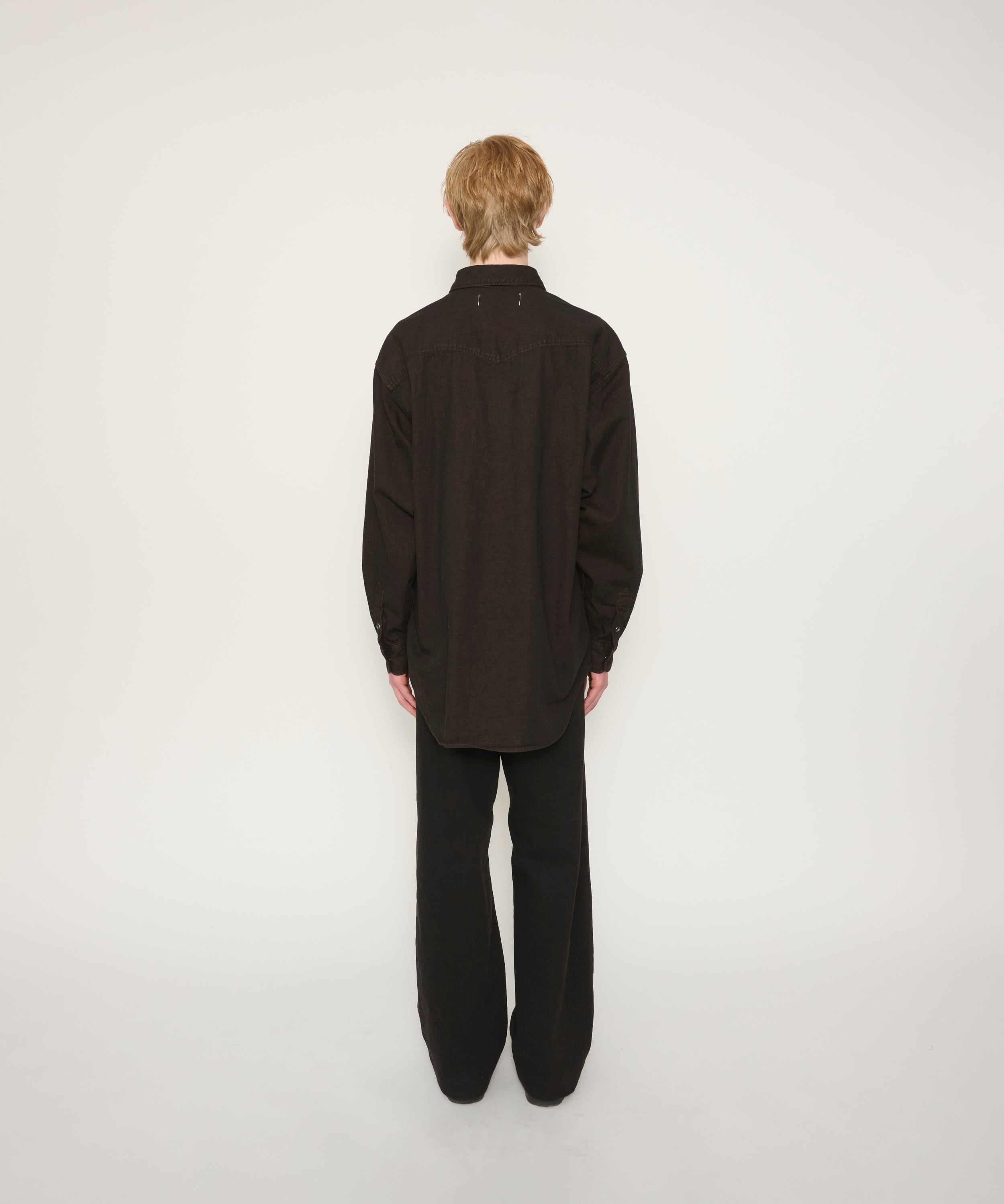 8oz DENIM WESTERN SHIRT BLACK BROWN