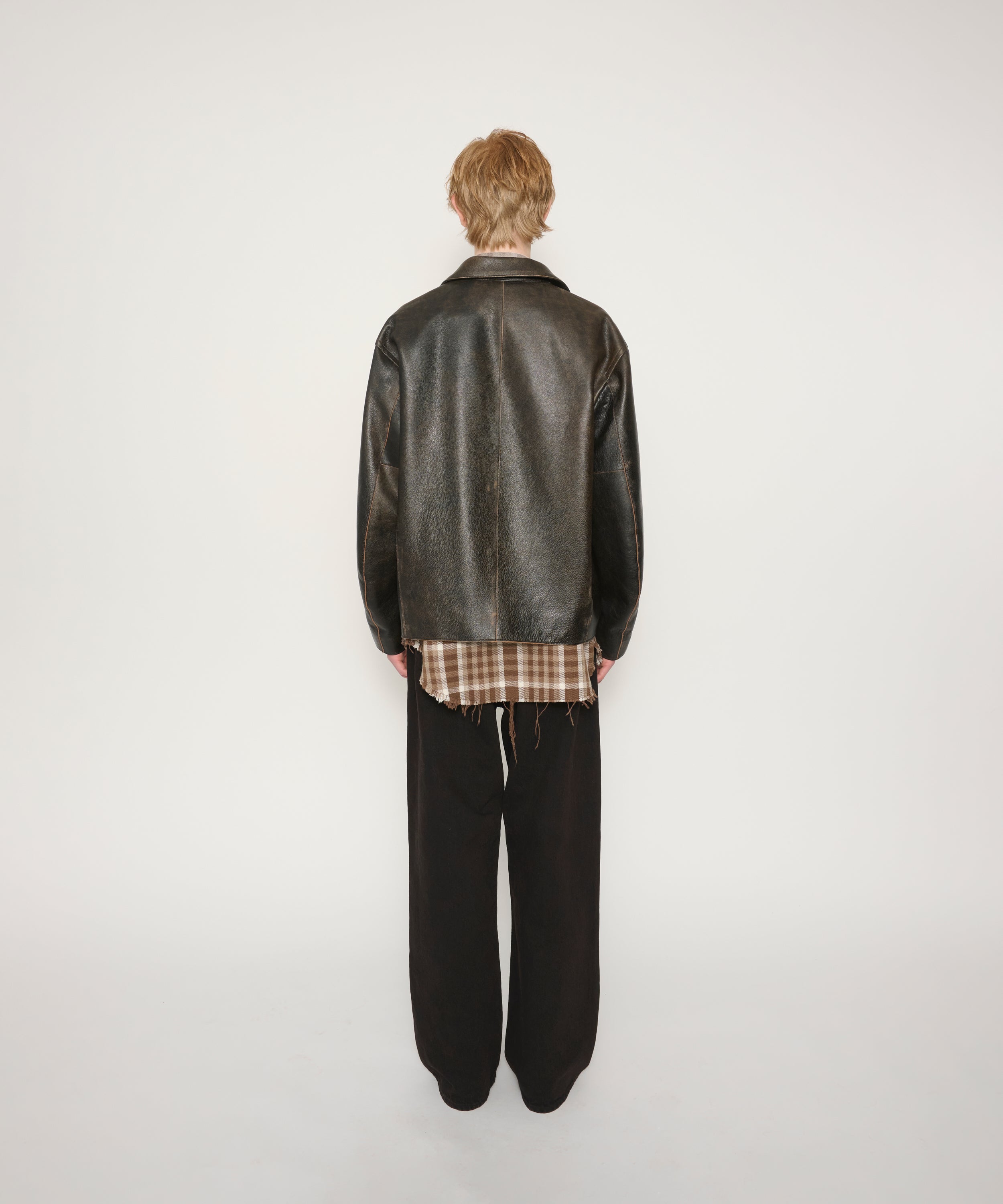 COW LEATHER VINTAGE FINISHED ZIP BLOUSON