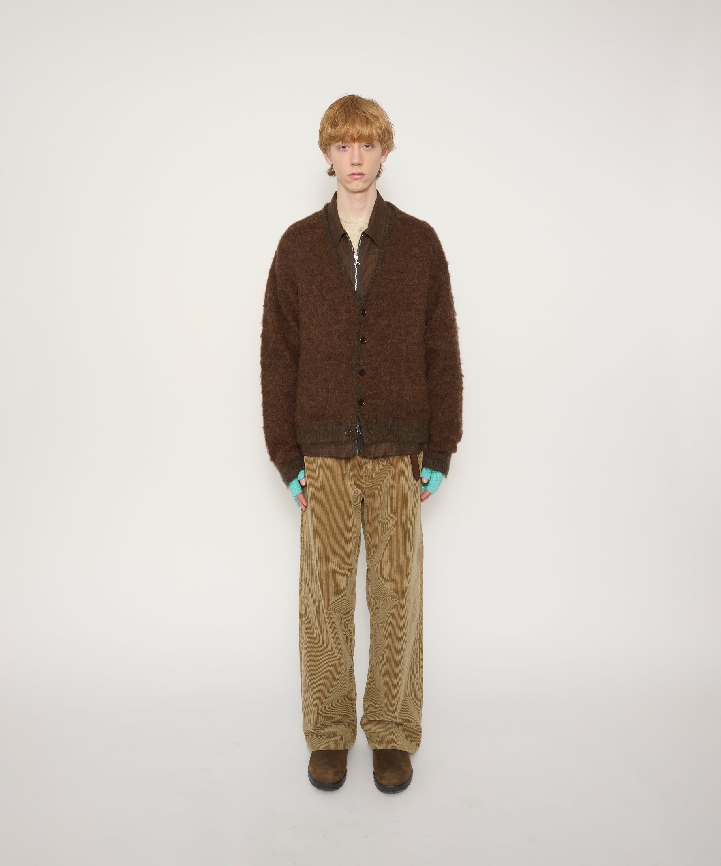 5G BRUSHED JACQUARD CARDIGAN