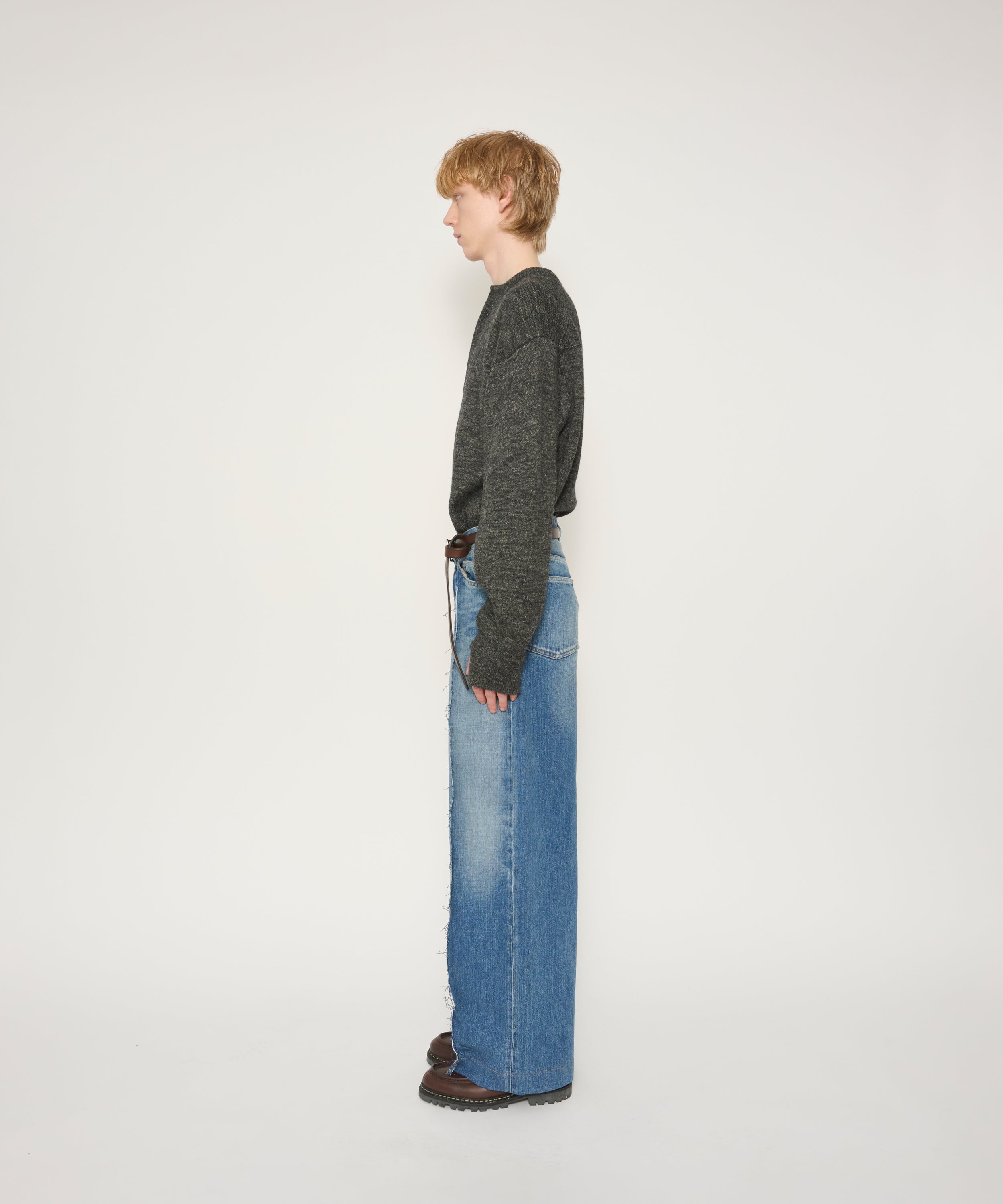 13oz DENIM BROKEN CREASE PINTUCK PANTS