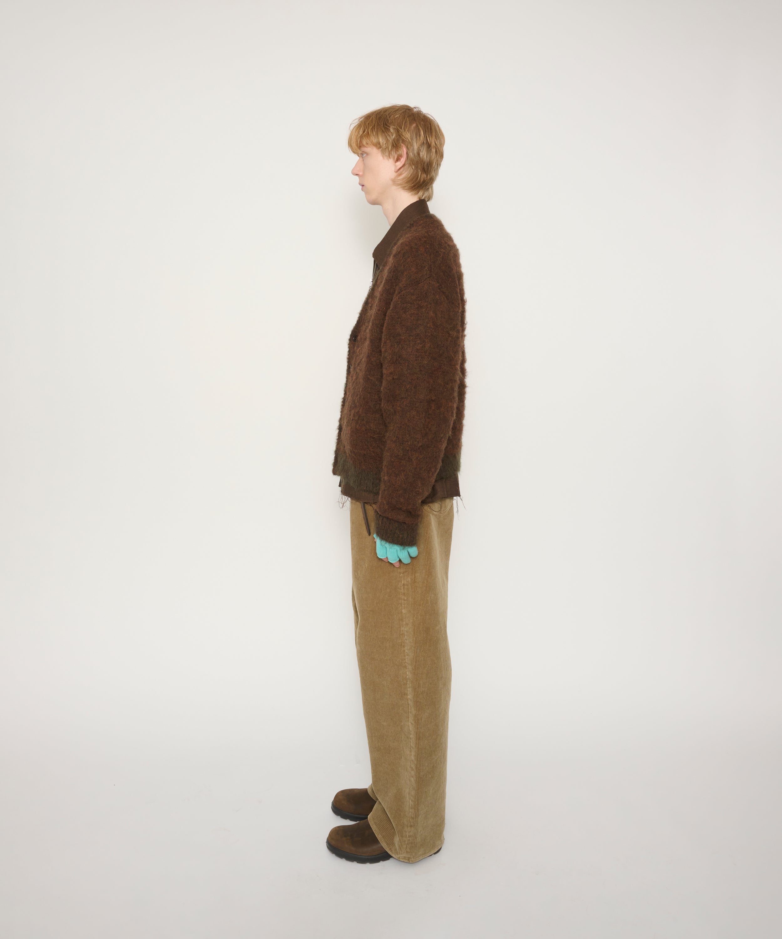 5G BRUSHED JACQUARD CARDIGAN