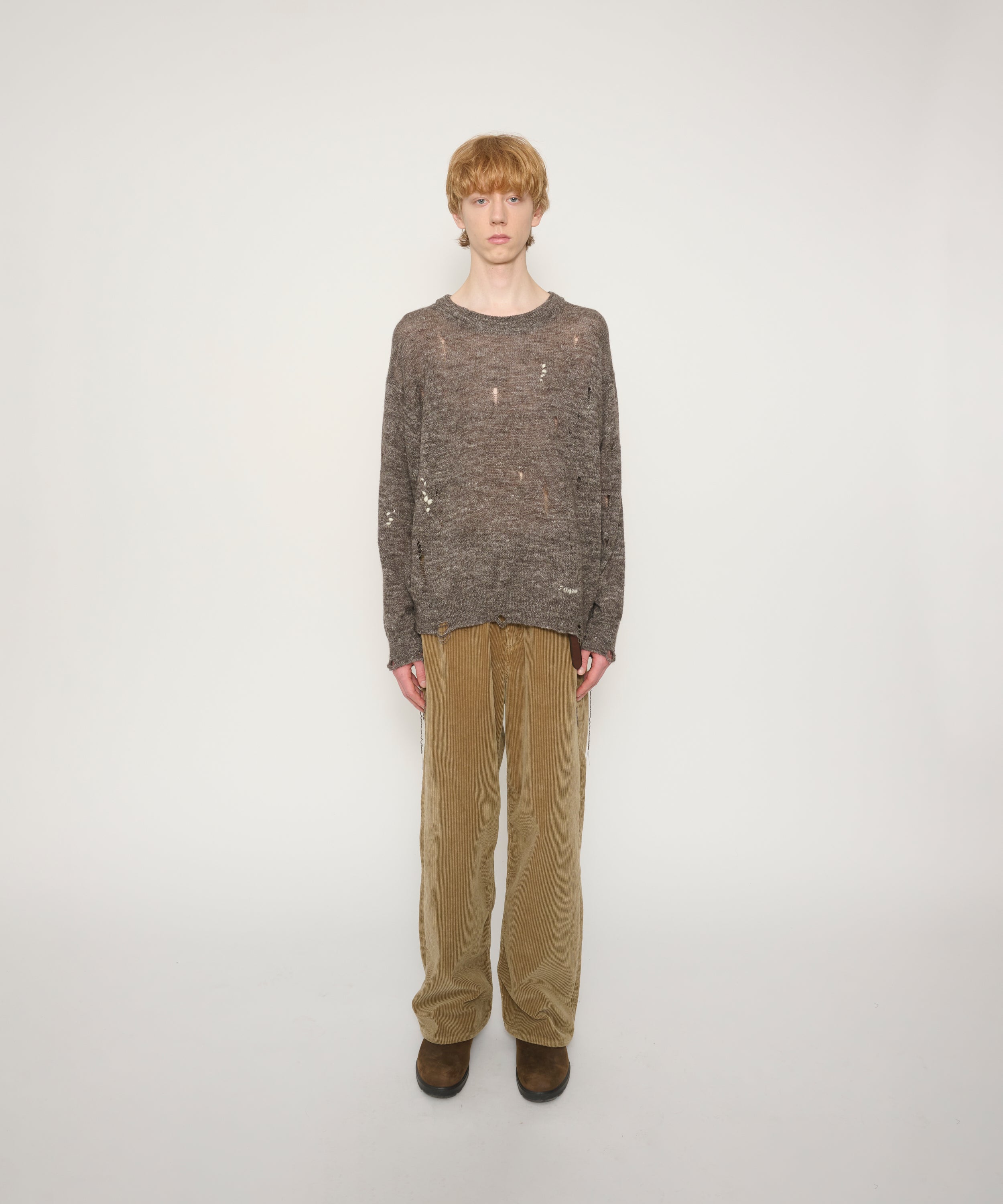 5G WOOL LINEN DAMAGE SWEATER