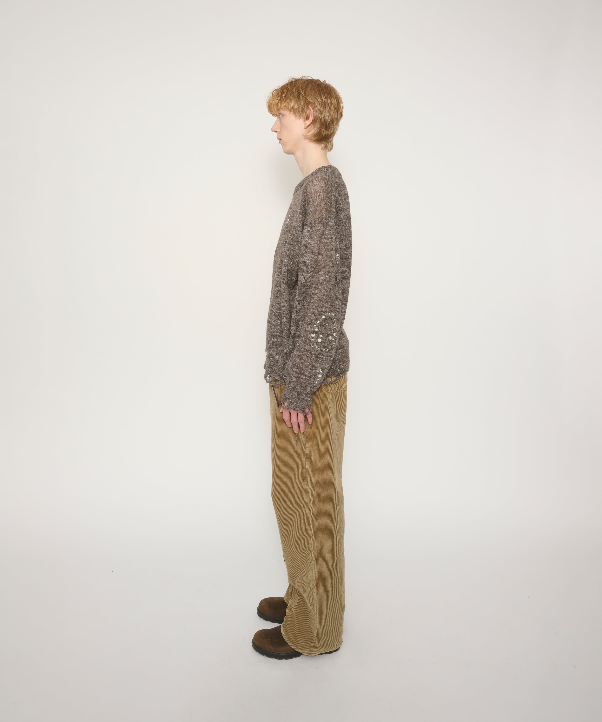 5G WOOL LINEN DAMAGE SWEATER