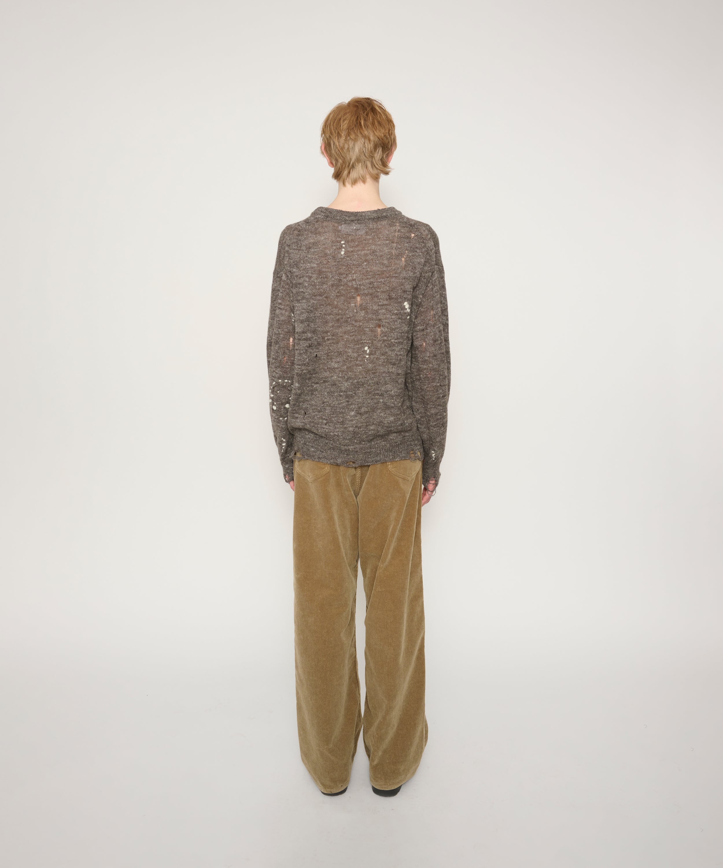 5G WOOL LINEN DAMAGE SWEATER