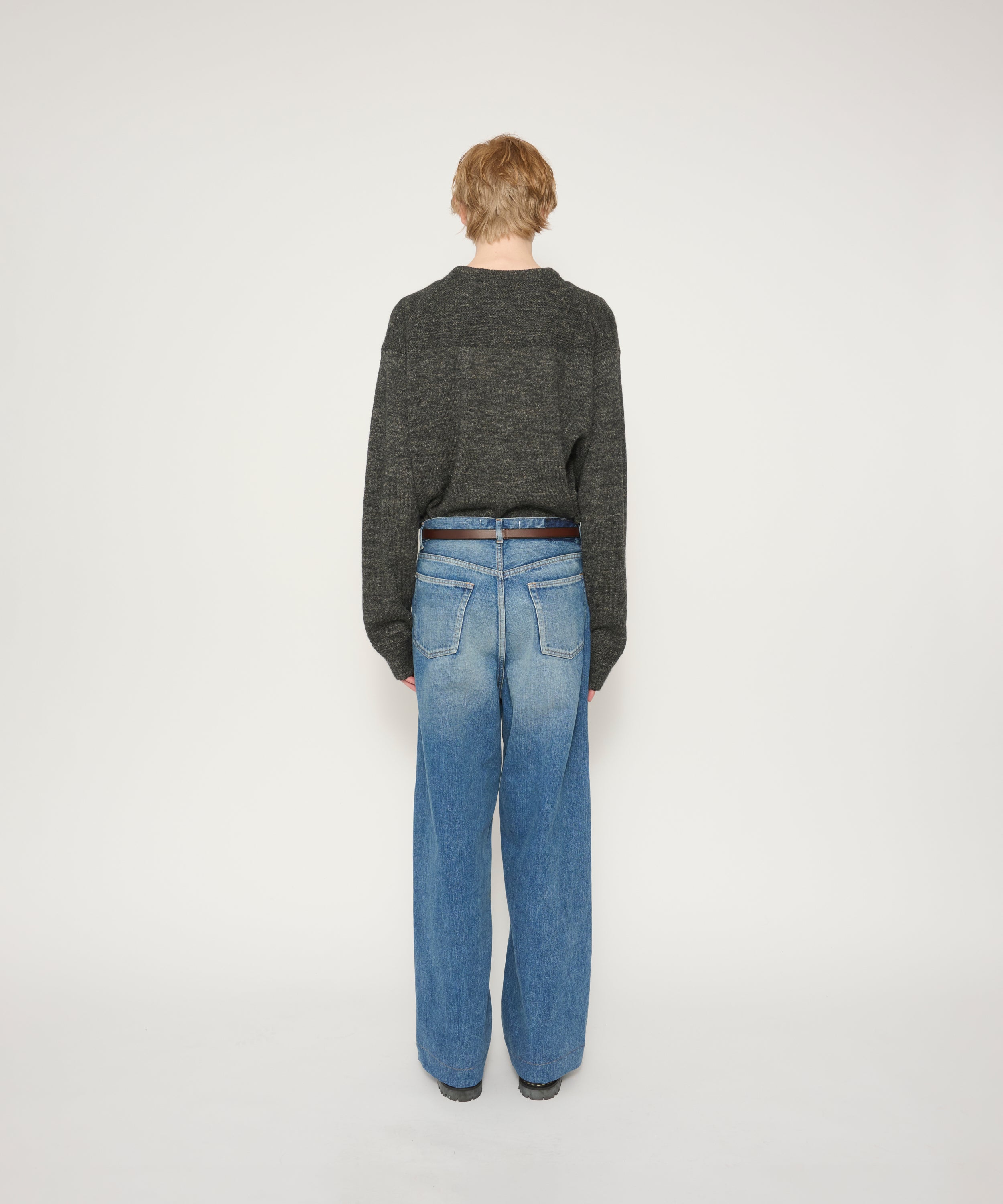 13oz DENIM BROKEN CREASE PINTUCK PANTS