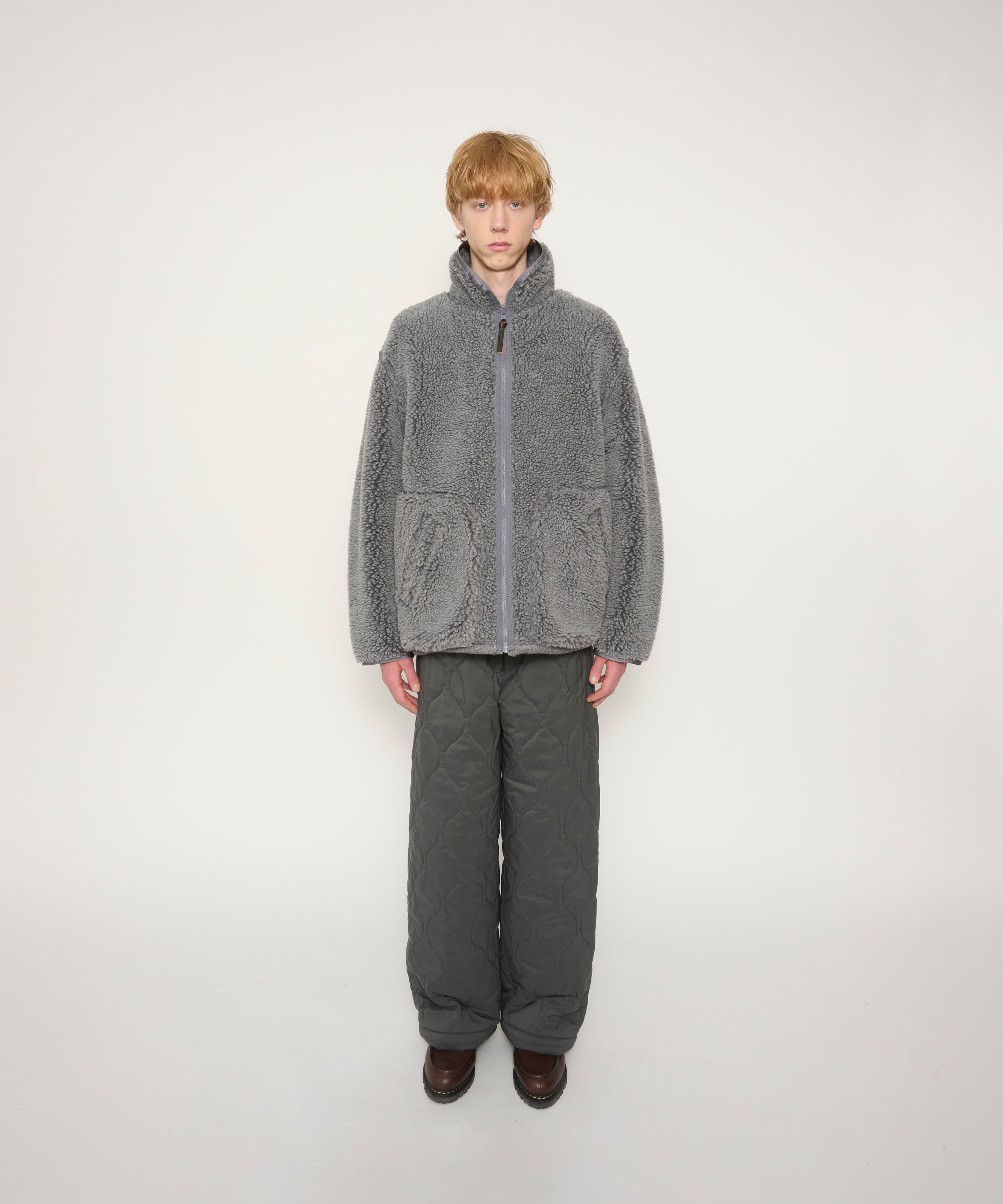 POLYESTER BOA FLEECE REVERSIBLE ZIP UP JACKET
