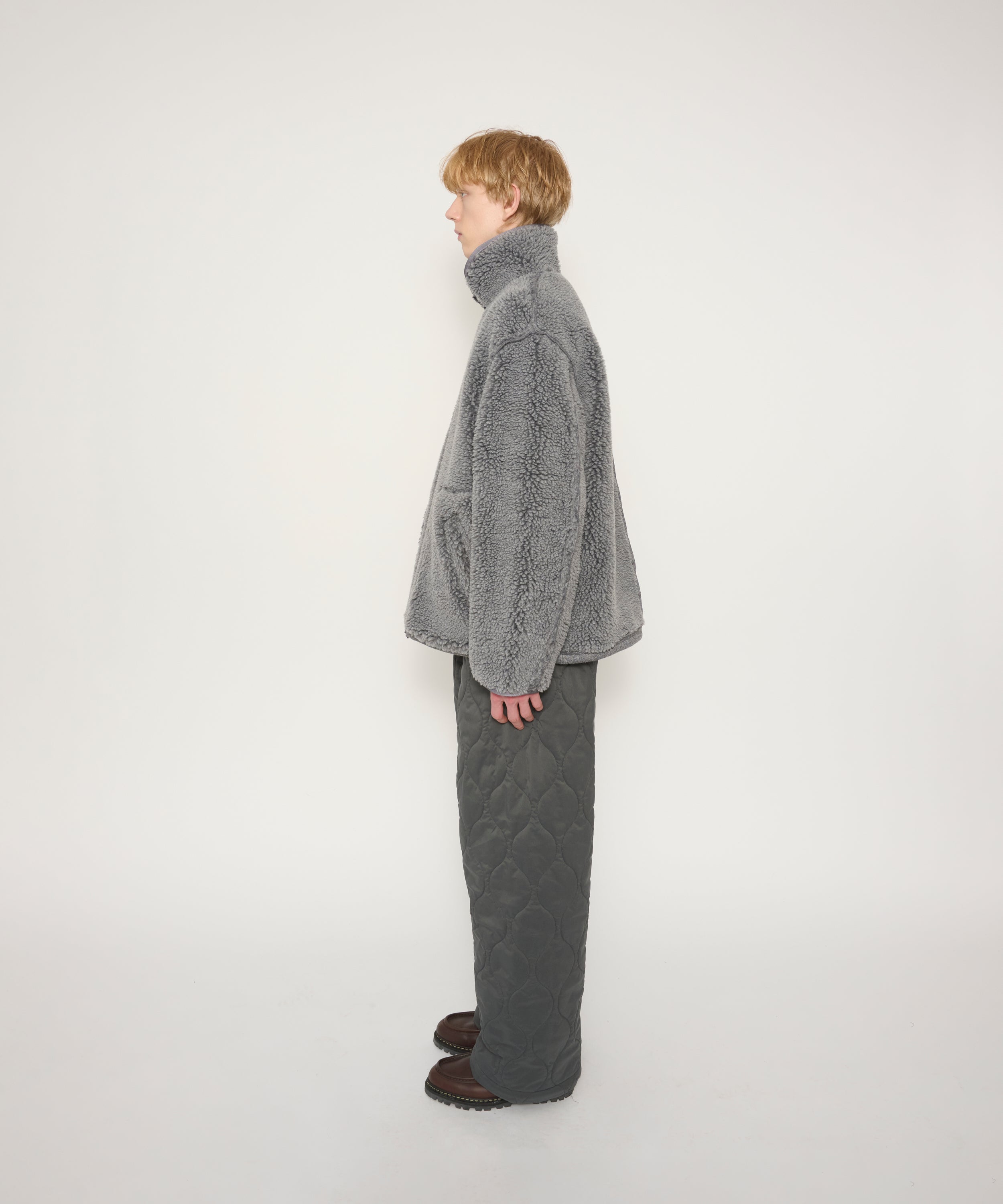POLYESTER BOA FLEECE REVERSIBLE ZIP UP JACKET