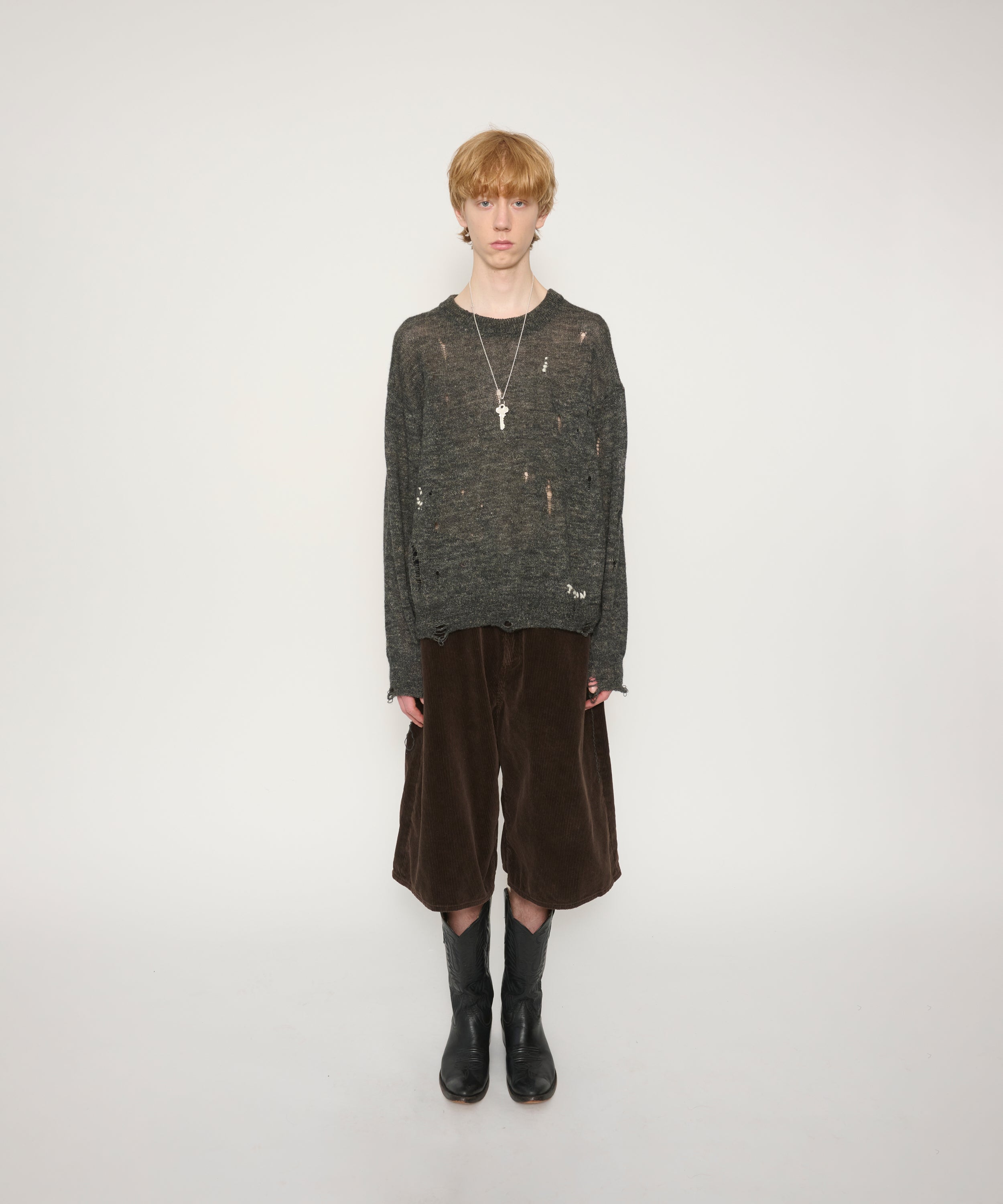 5G WOOL LINEN DAMAGE SWEATER