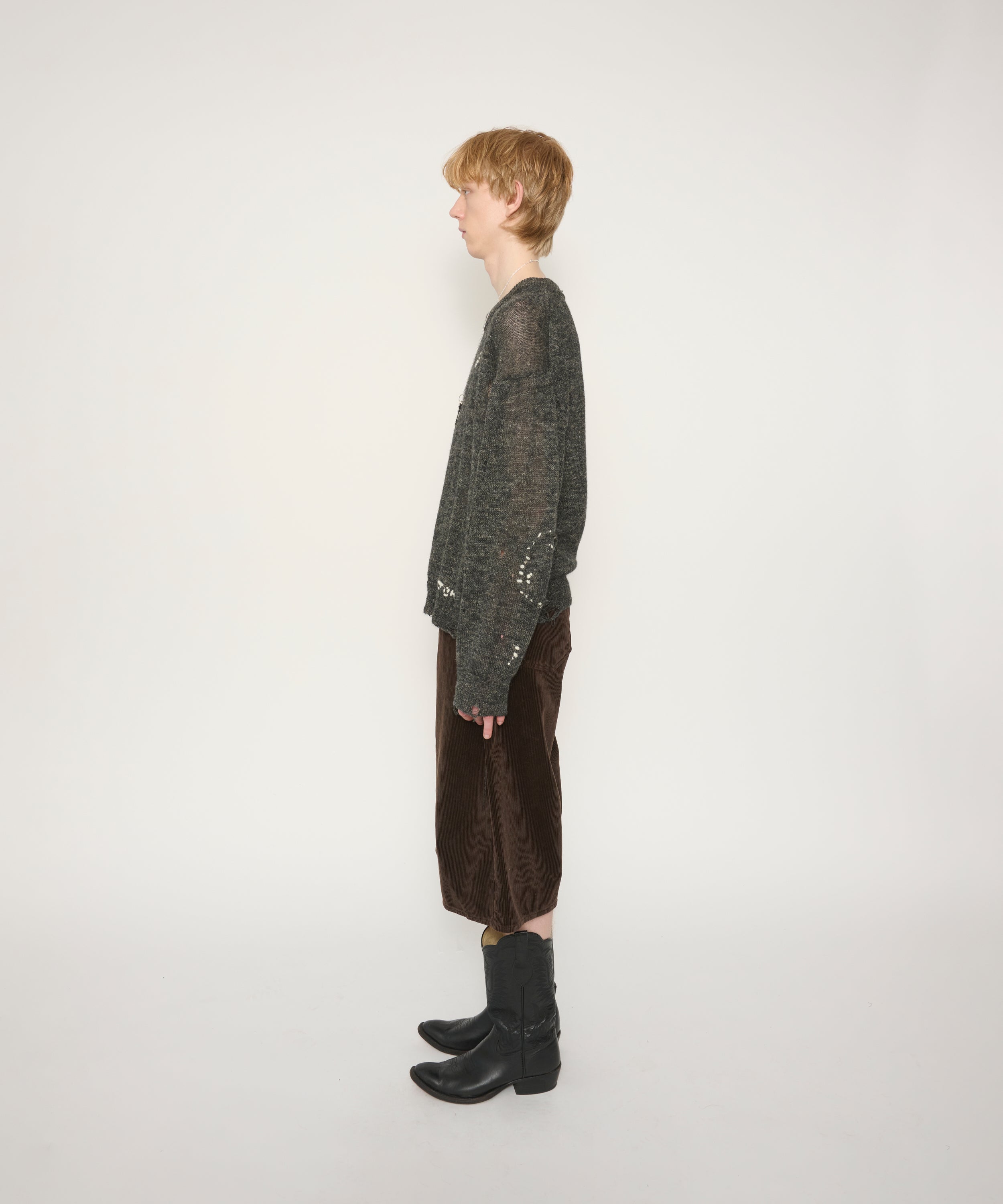 5G WOOL LINEN DAMAGE SWEATER