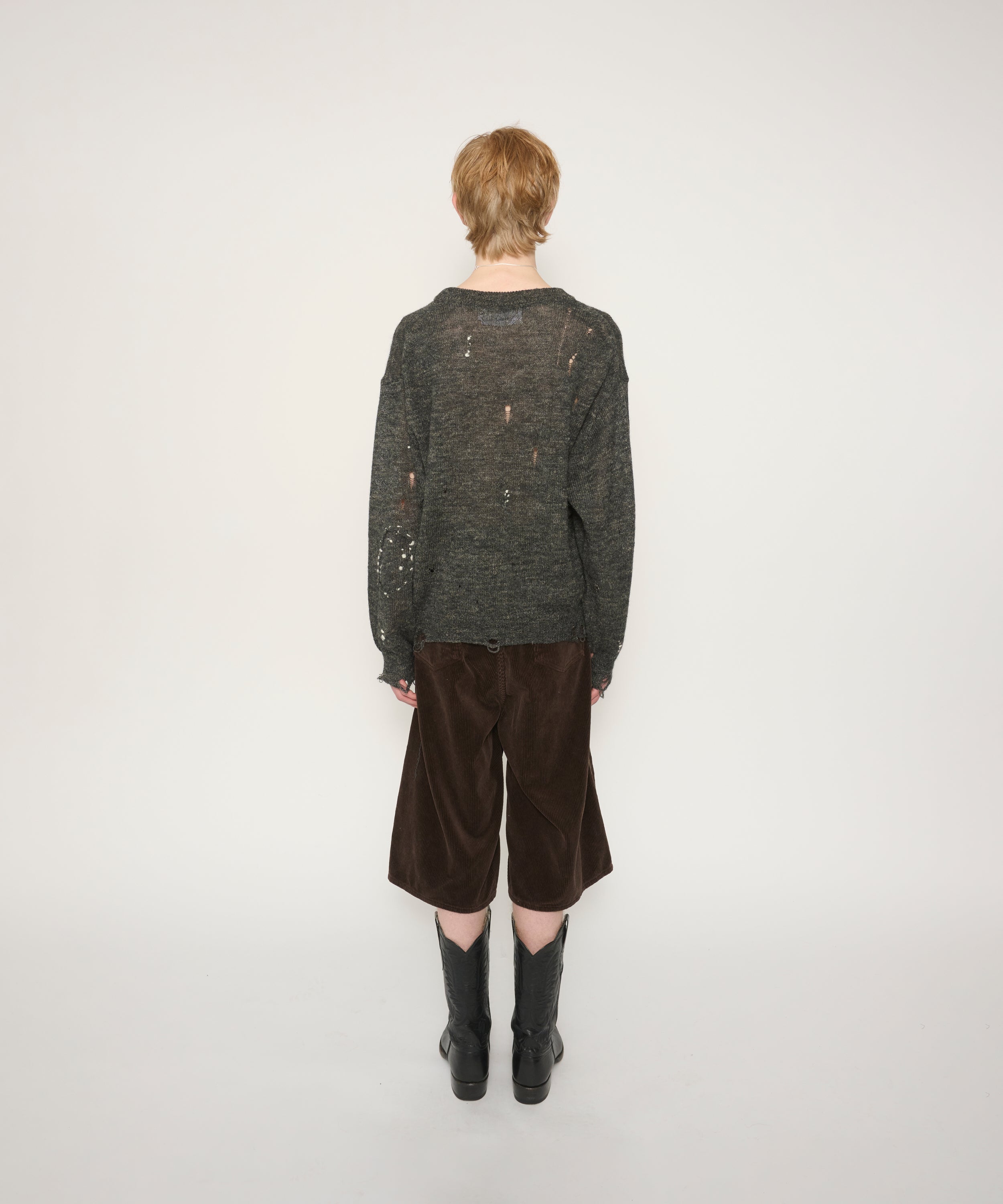 5G WOOL LINEN DAMAGE SWEATER