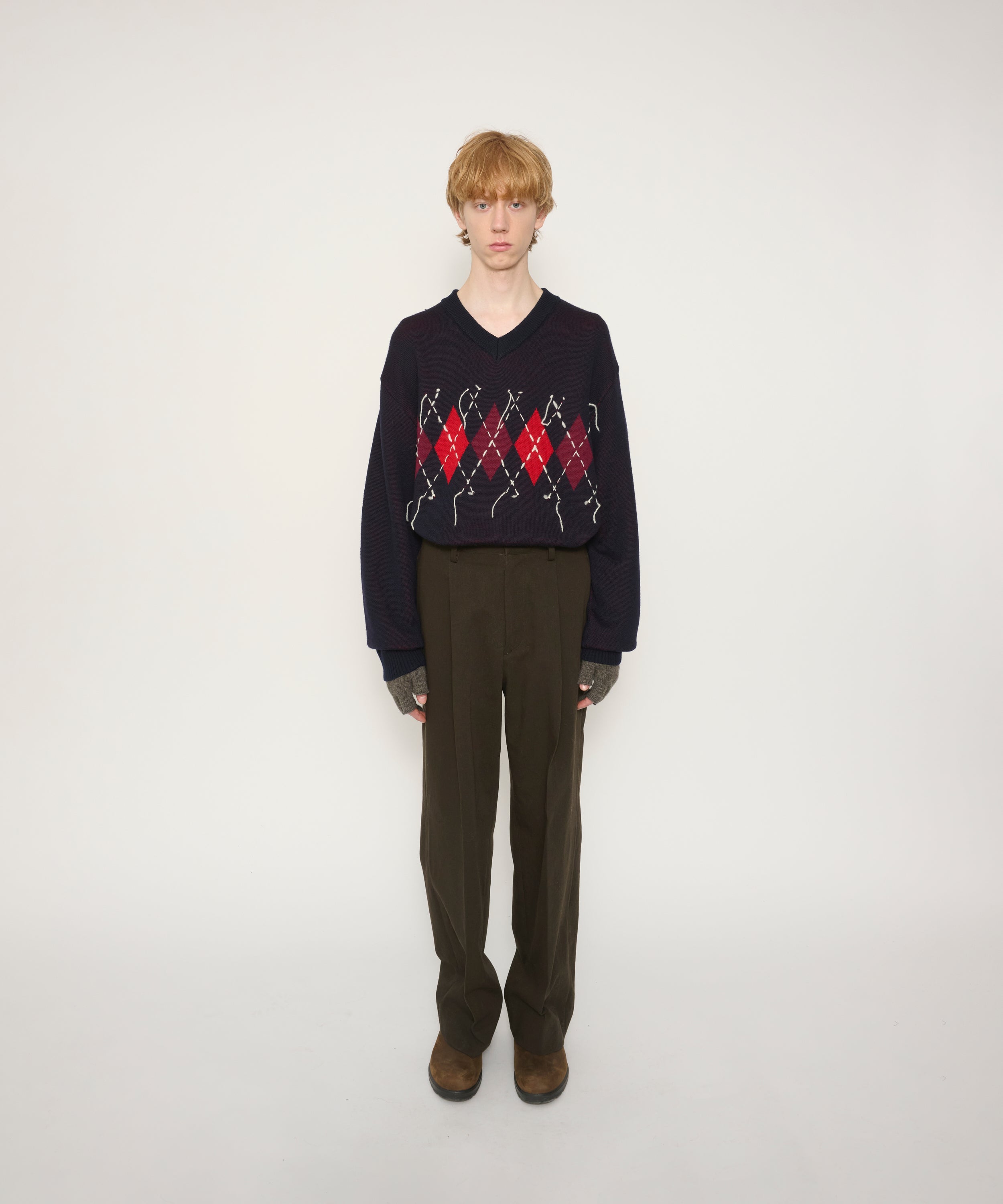 COTTON GABARDINE CINCH BACK TROUSERS
