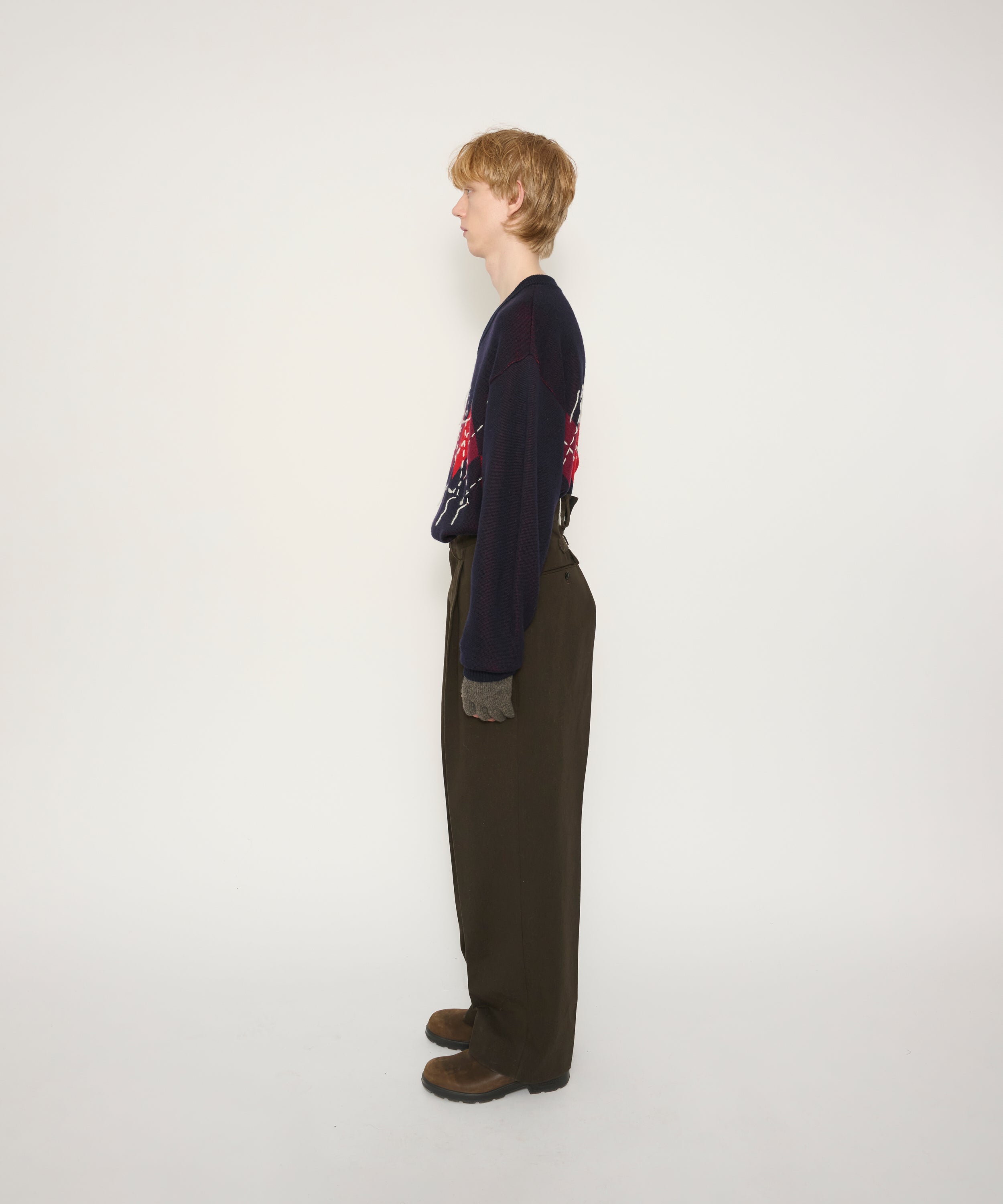 COTTON GABARDINE CINCH BACK TROUSERS