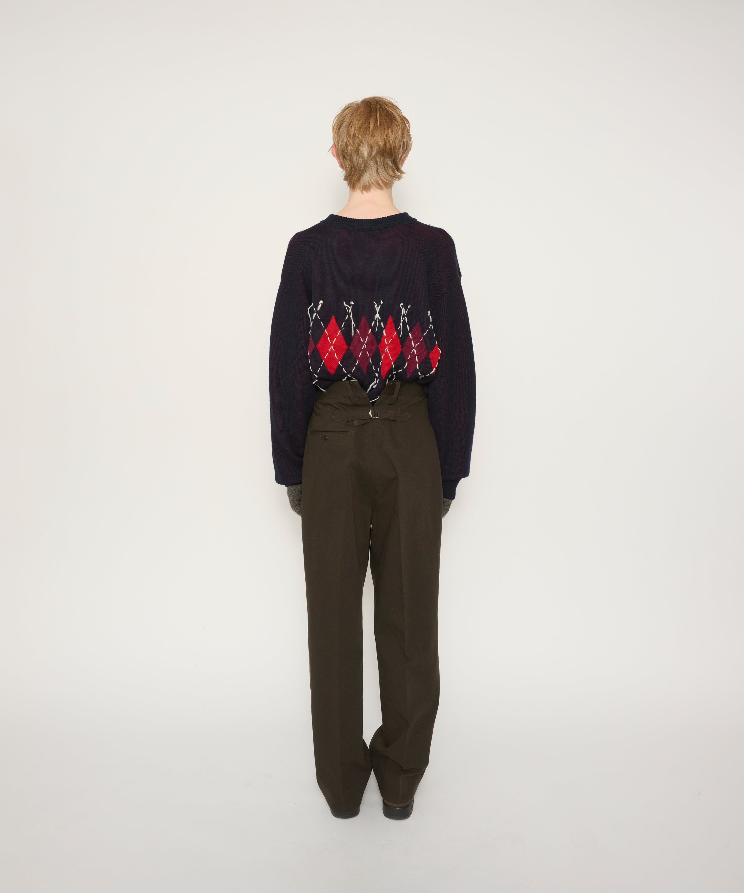 COTTON GABARDINE CINCH BACK TROUSERS