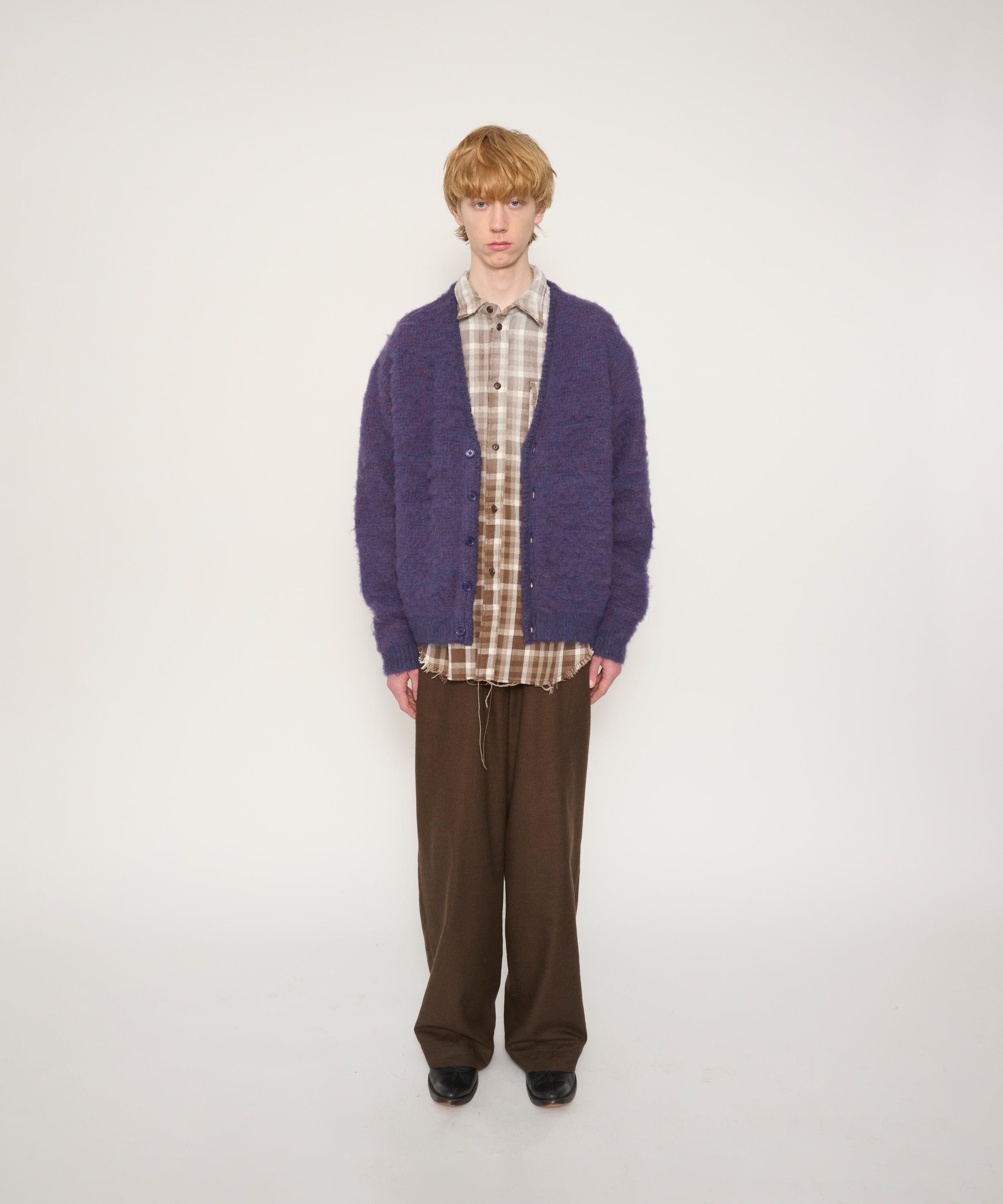 5G BRUSHED JACQUARD CARDIGAN