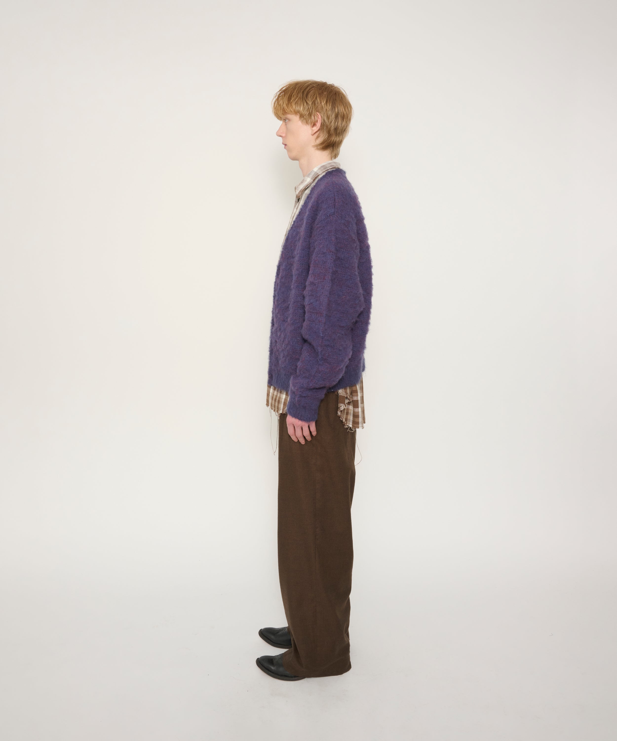 5G BRUSHED JACQUARD CARDIGAN