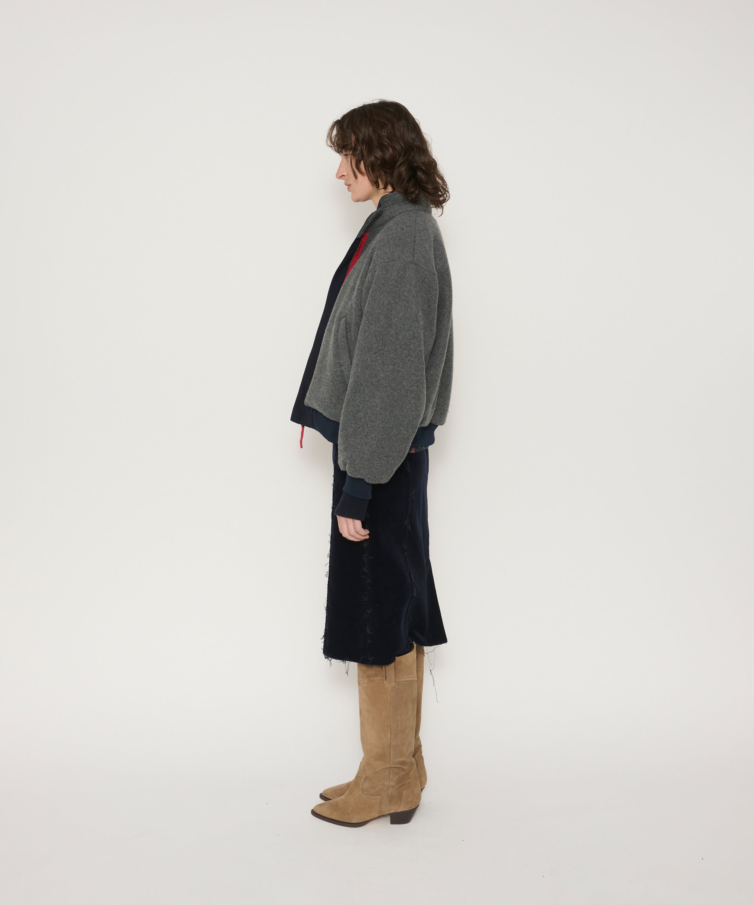 NYLON TASLAN REVERSIBLE SHELLED FLEECE JACKET