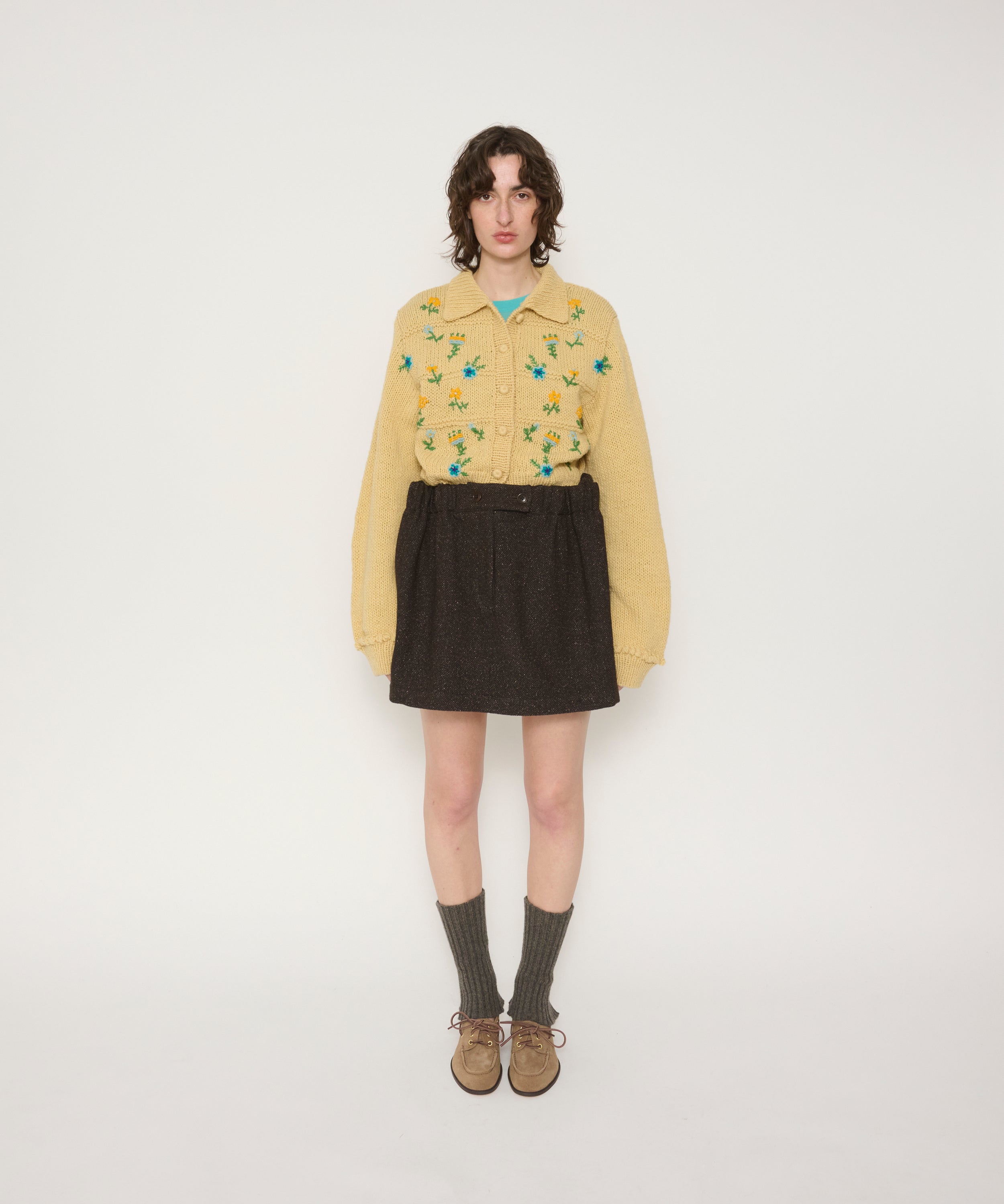 SILKNEP TWEED ELASTIC WAIST MINI SKIRT
