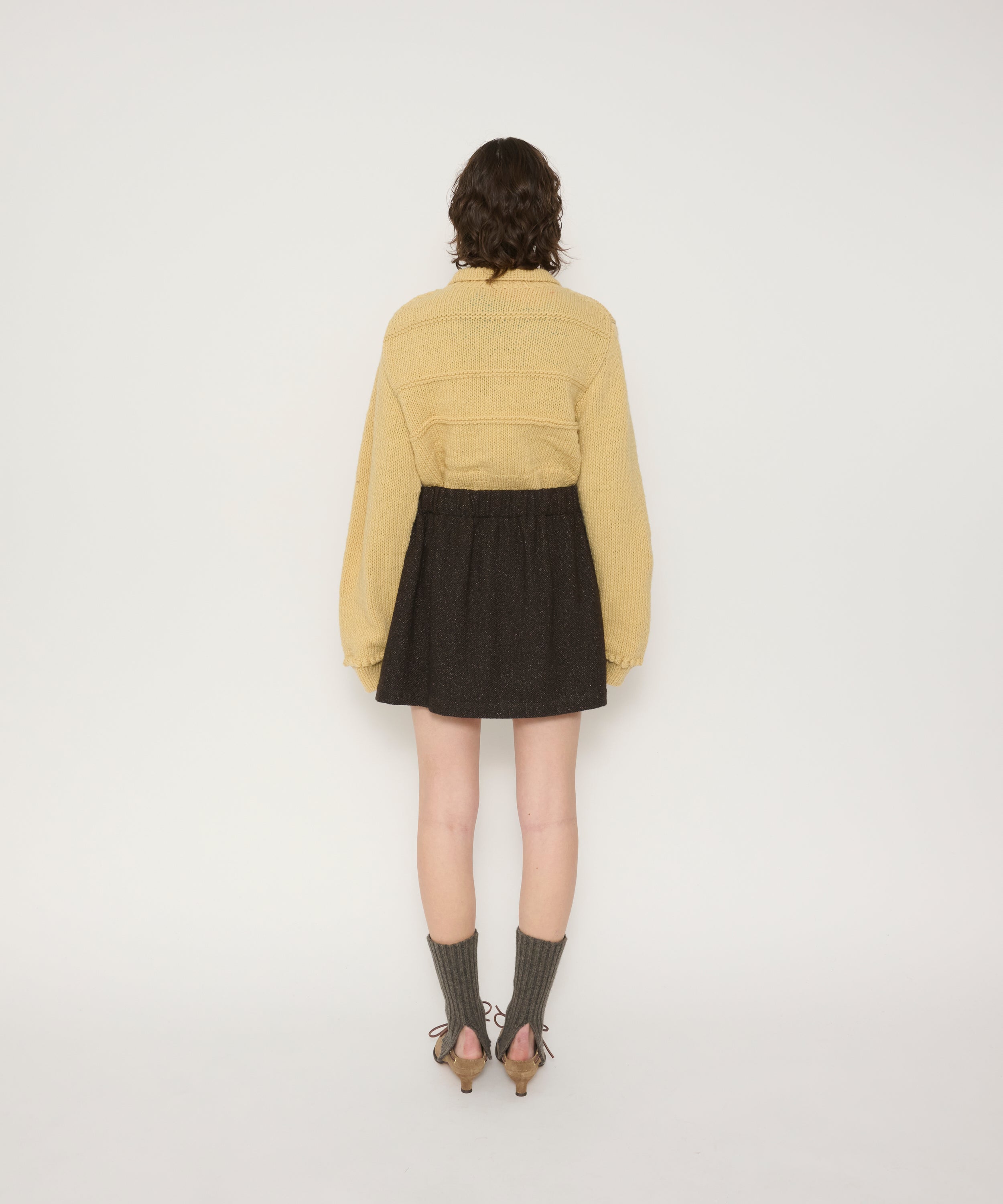 FLORAL EMBROIDERY WOOL POLO CARDIGAN