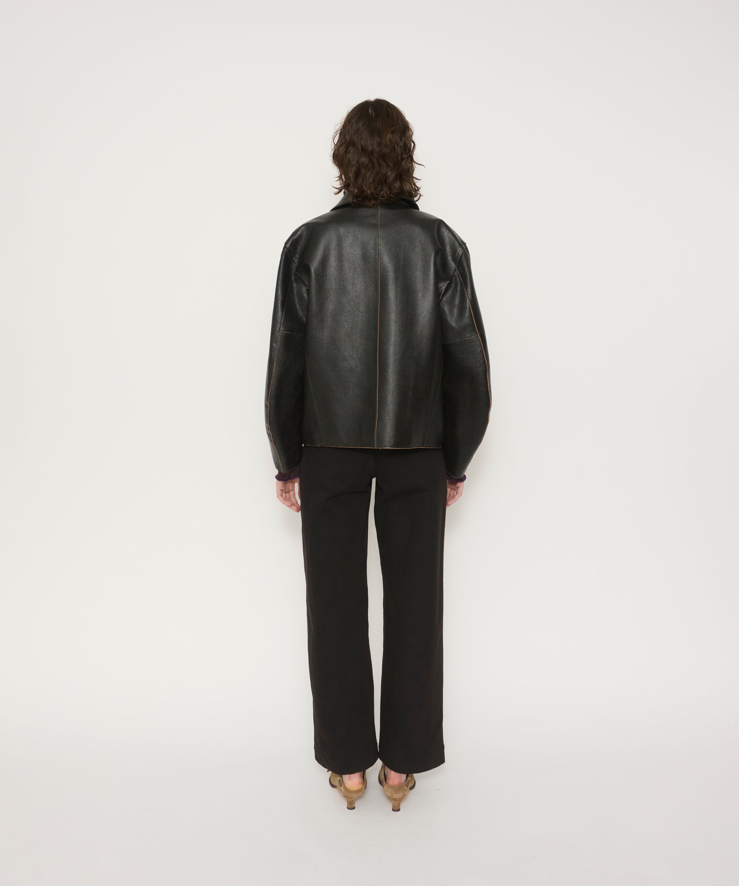 COW LEATHER VINTAGE FINISHED ZIP BLOUSON