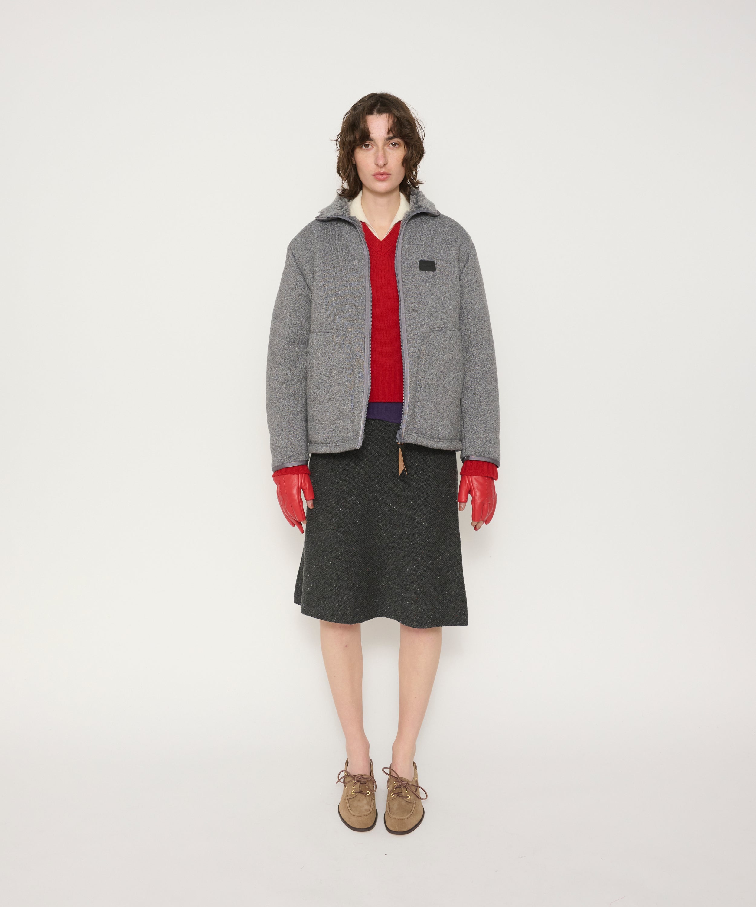 POLYESTER BOA FLEECE REVERSIBLE ZIP UP JACKET