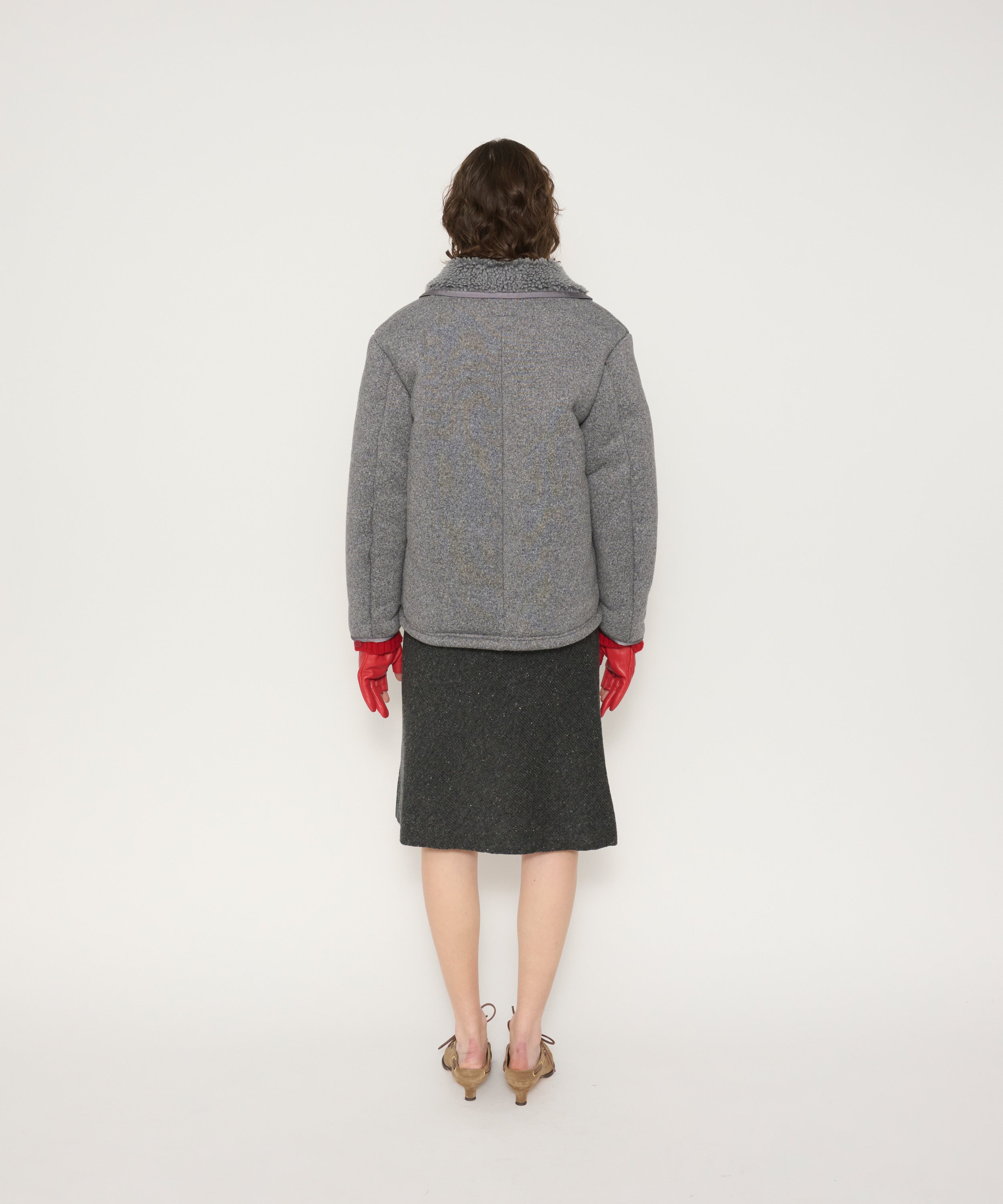 POLYESTER BOA FLEECE REVERSIBLE ZIP UP JACKET