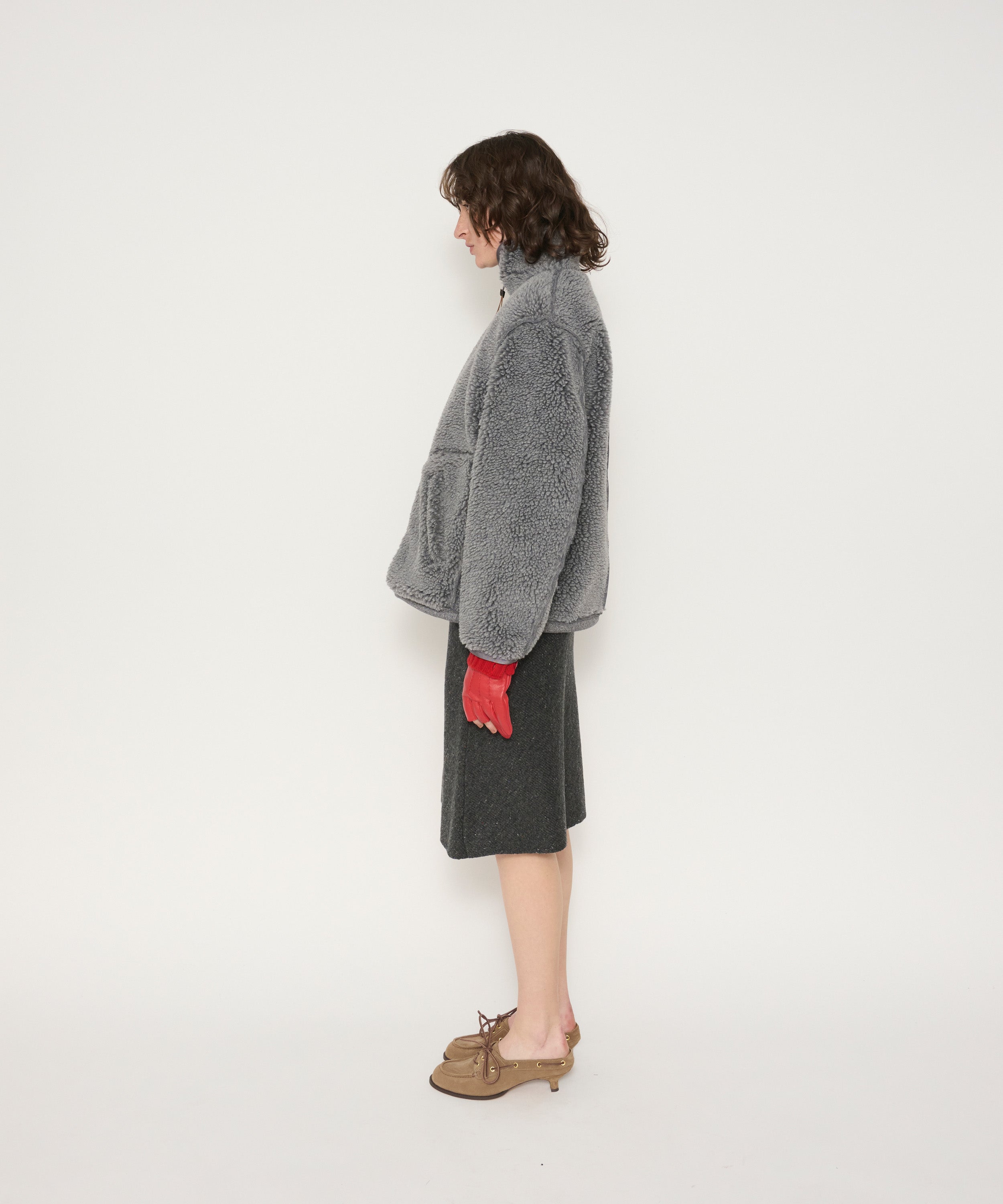 POLYESTER BOA FLEECE REVERSIBLE ZIP UP JACKET