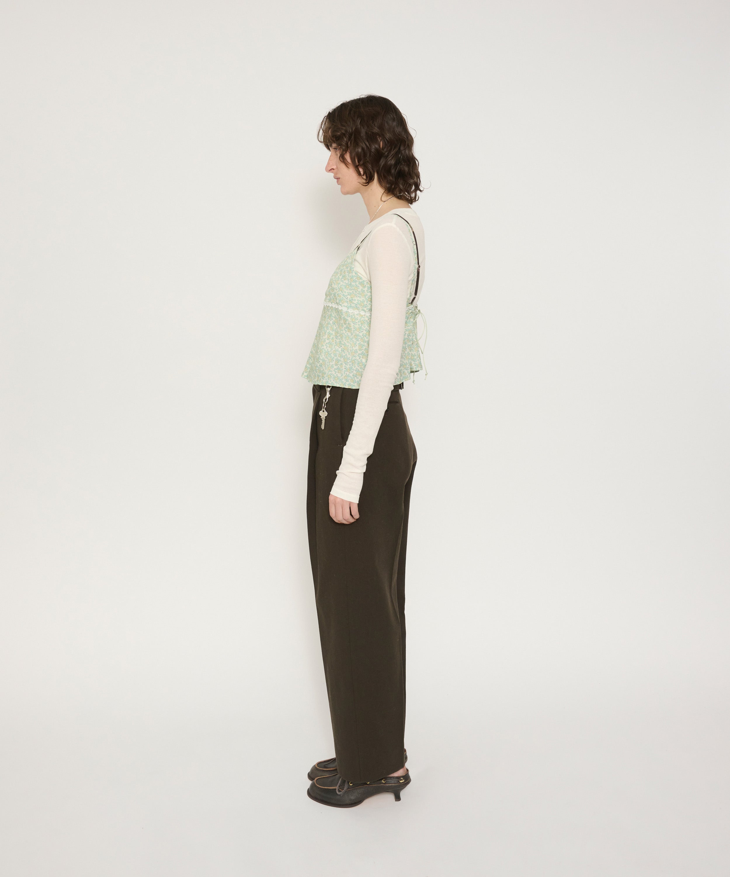 COTTON GABARDINE CINCH BACK TROUSERS