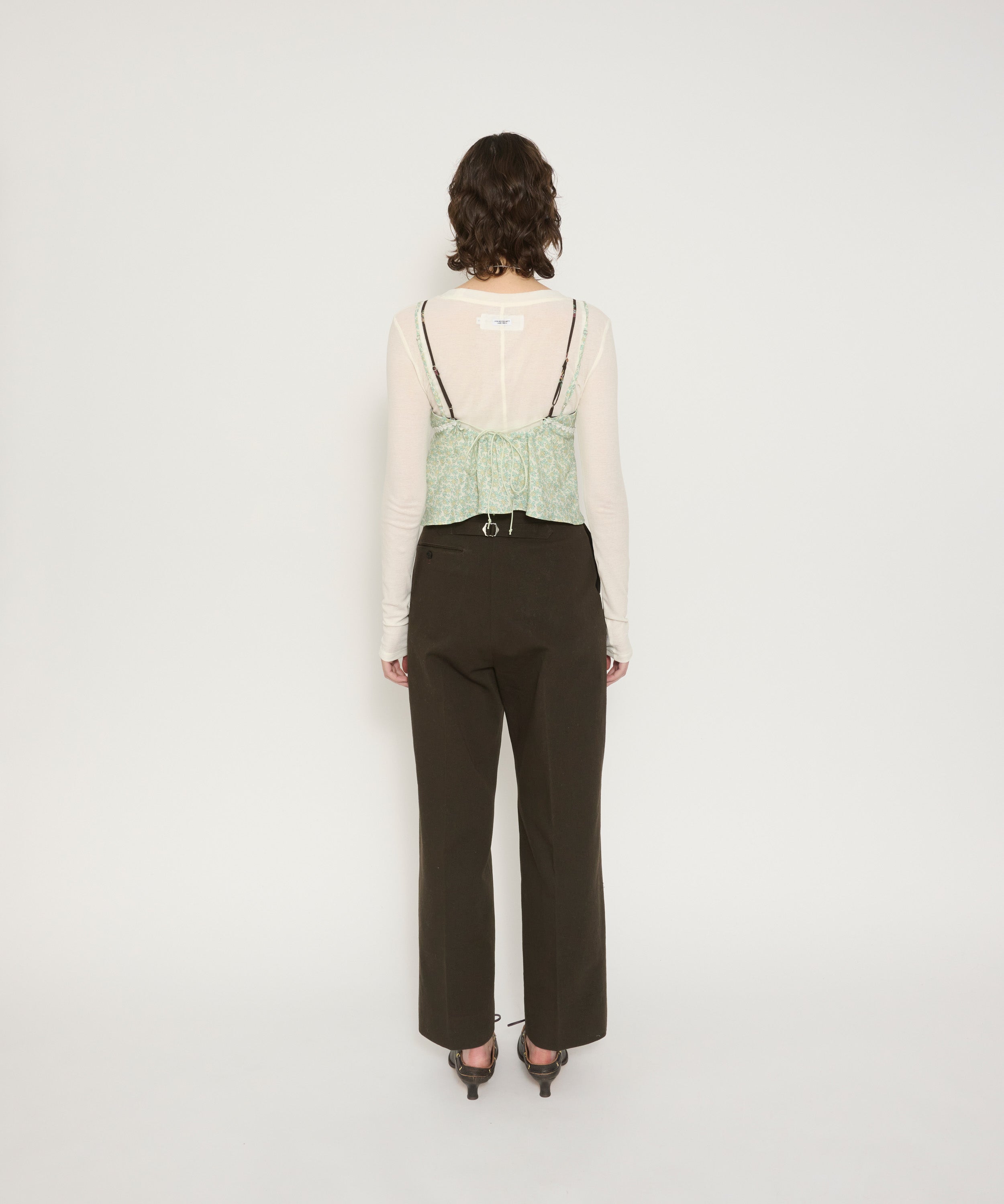 COTTON GABARDINE CINCH BACK TROUSERS