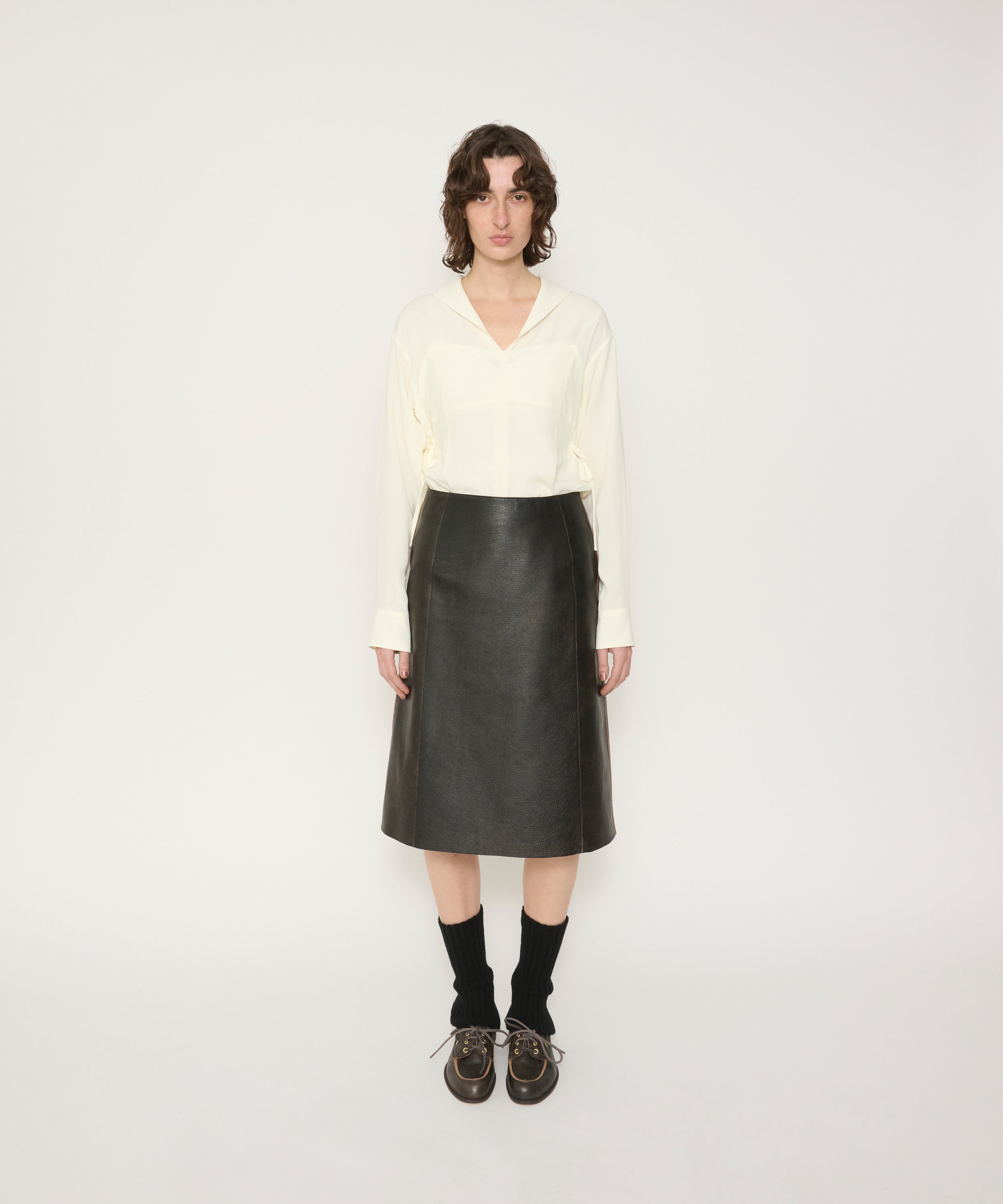 RAYON DE CHINE SAILOR COLLAR SHIRT