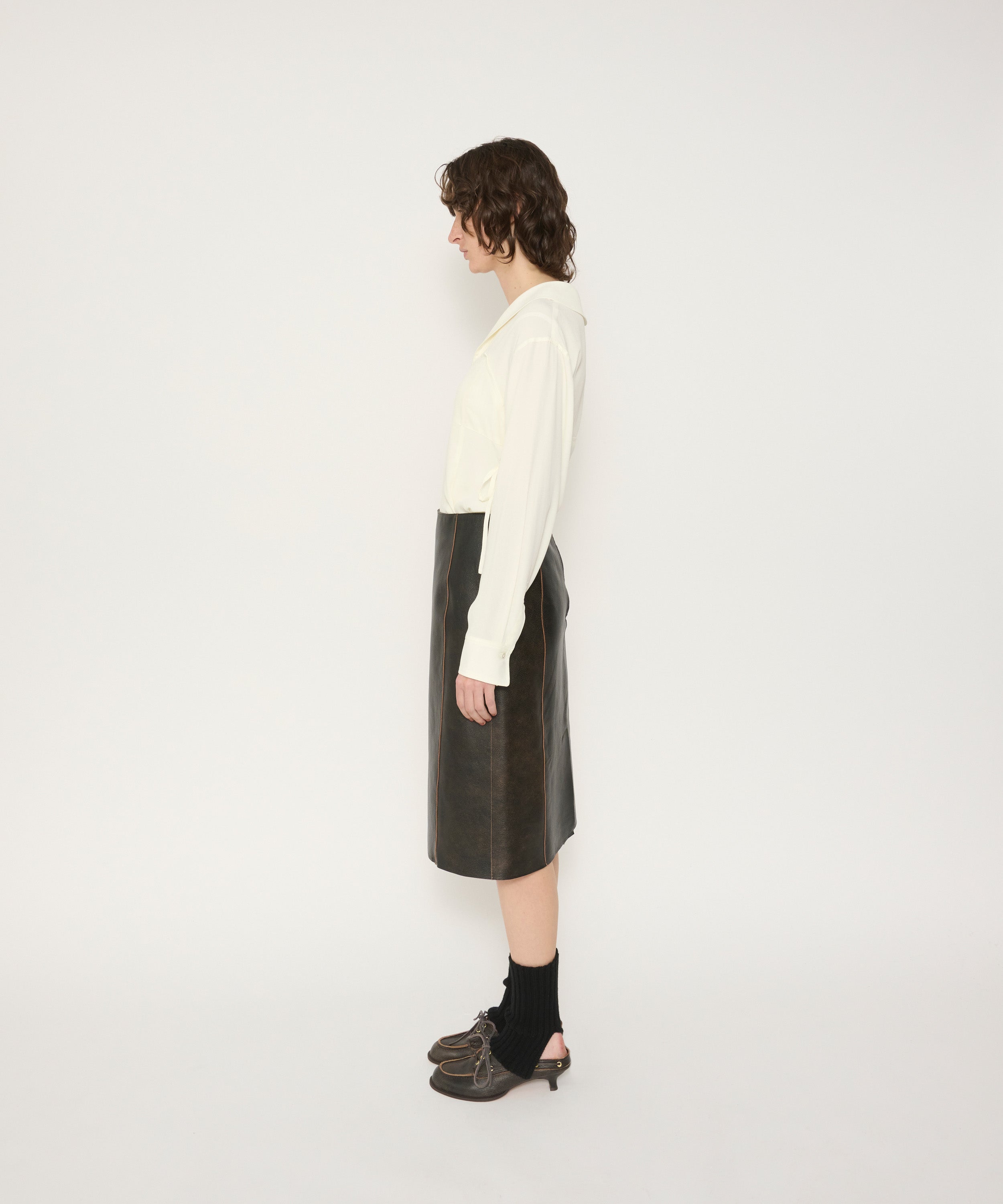 RAYON DE CHINE SAILOR COLLAR SHIRT