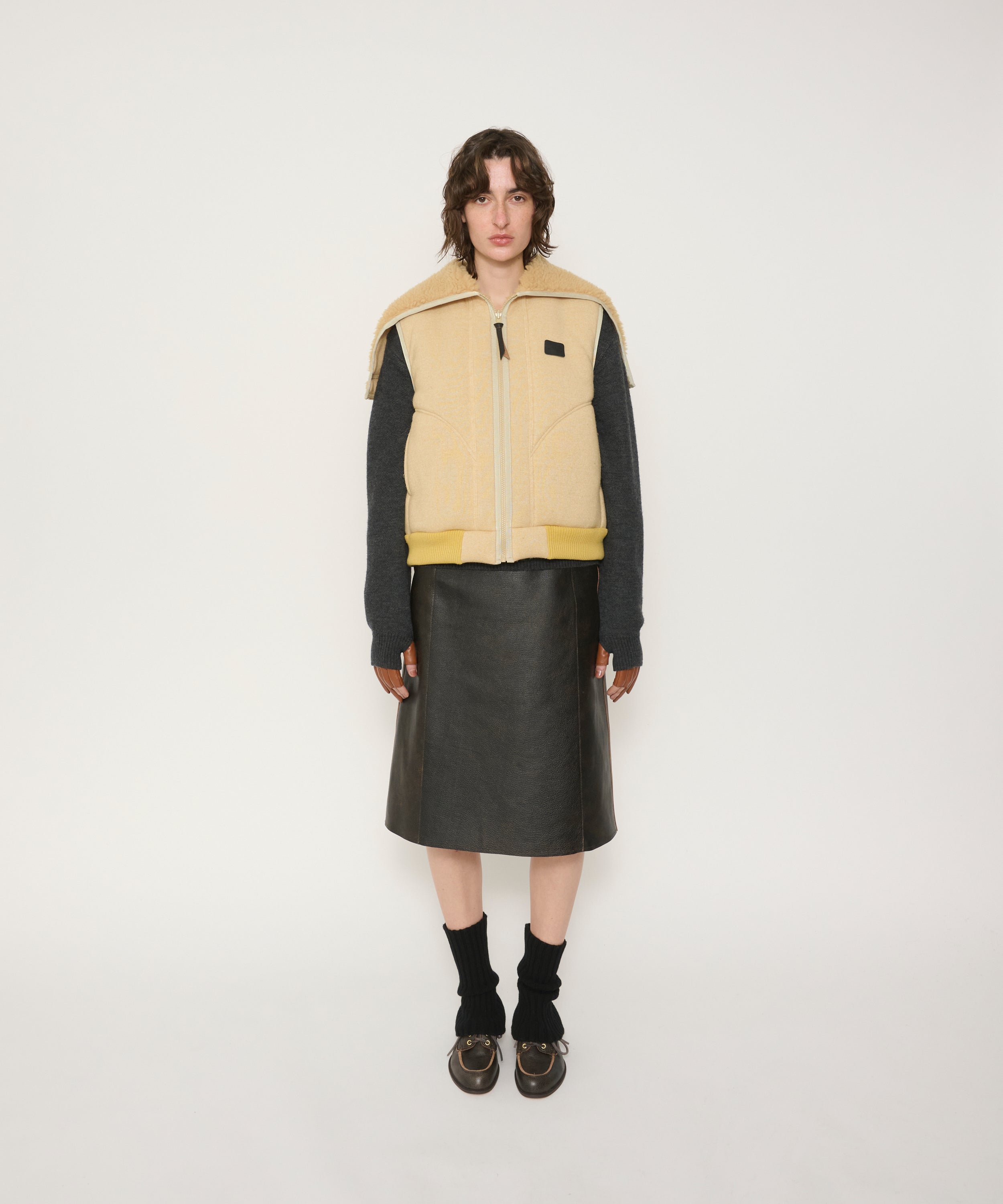 POLYESTER BOA FLEECE REVERSIBLE ZIP UP HOODED VEST
