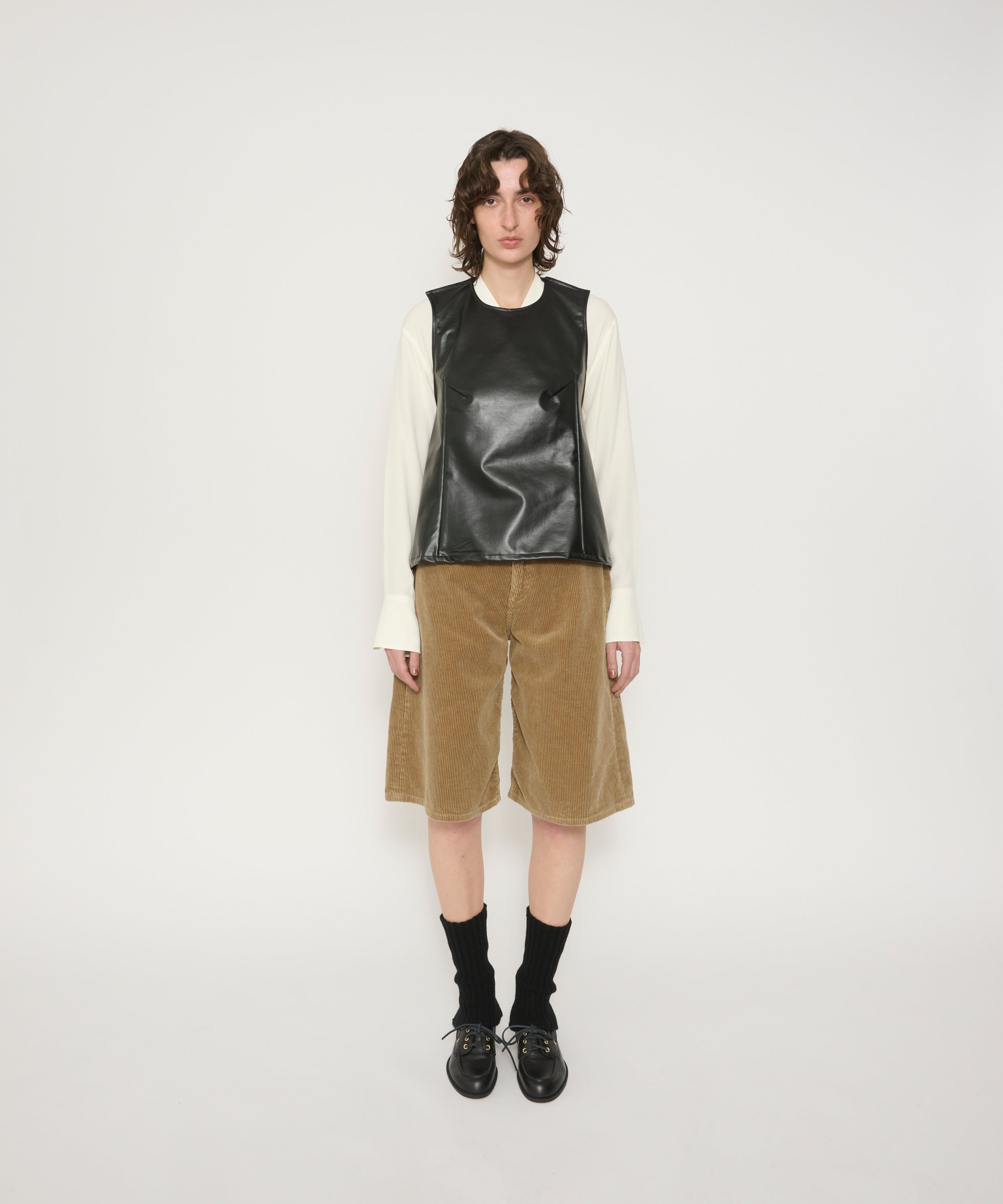 POLYURETHANE LAMINATED WOOL FLANNEL APRON TOP