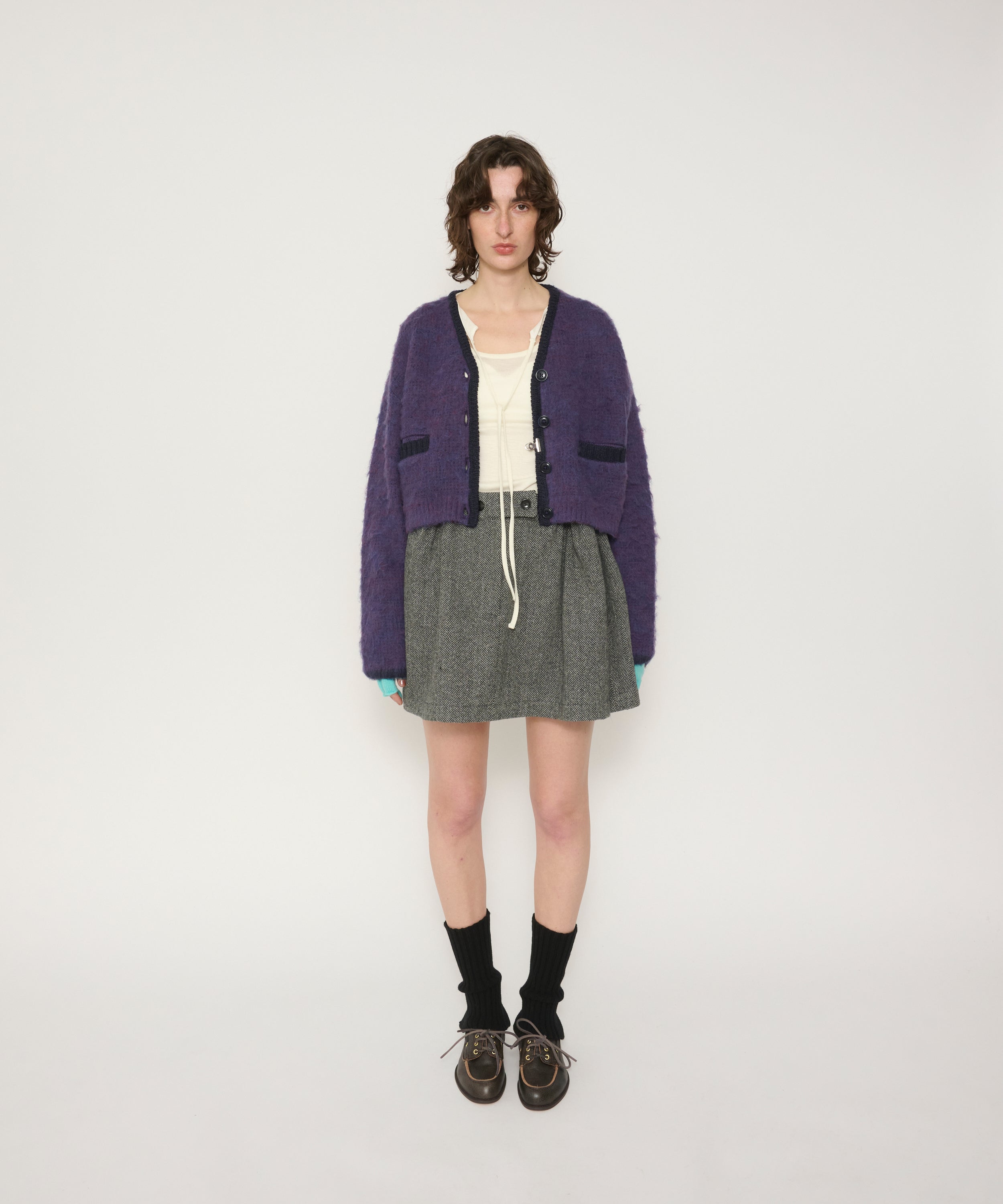 5G BRUSHED JACQUARD CARDIGAN