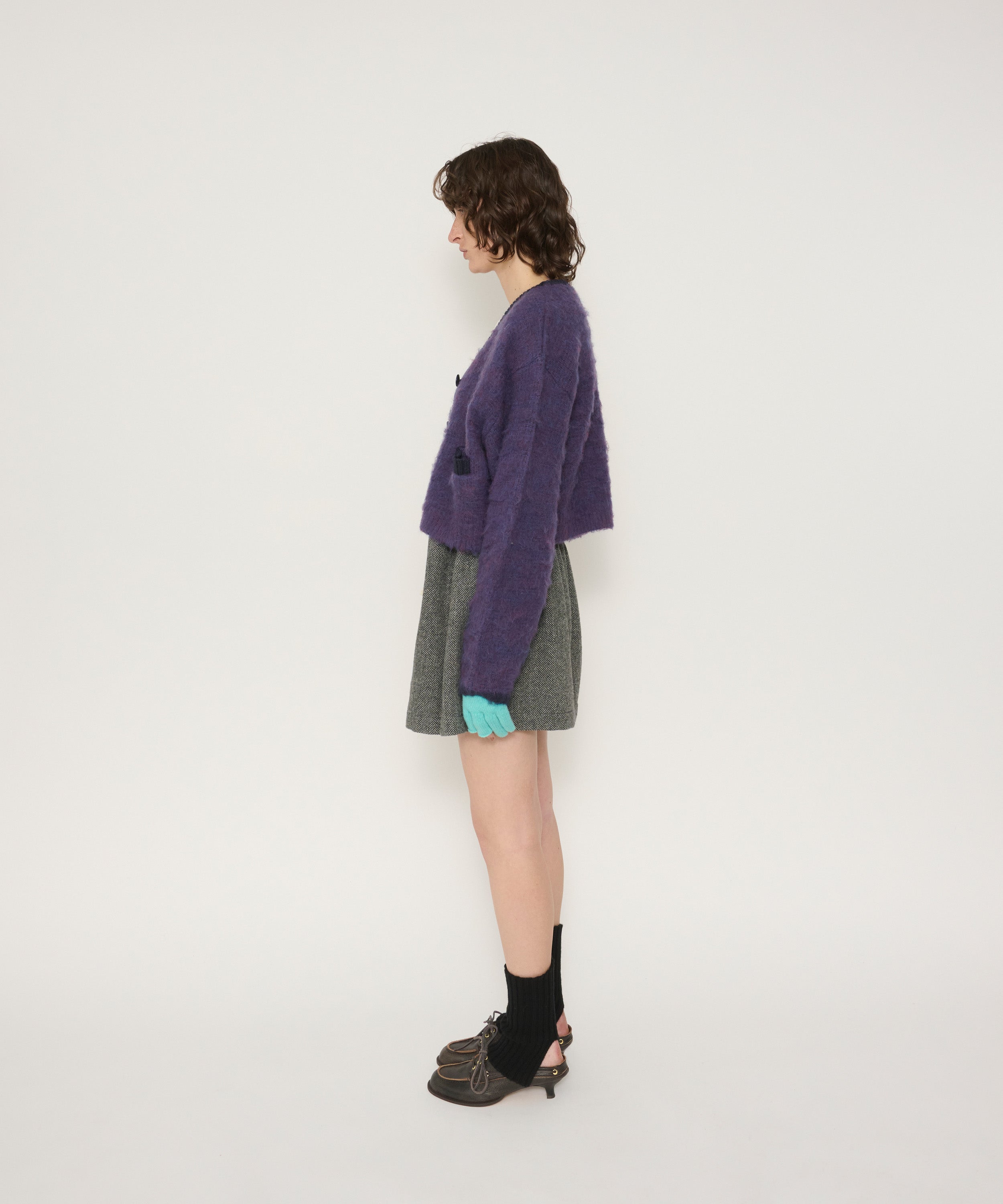5G BRUSHED JACQUARD CARDIGAN