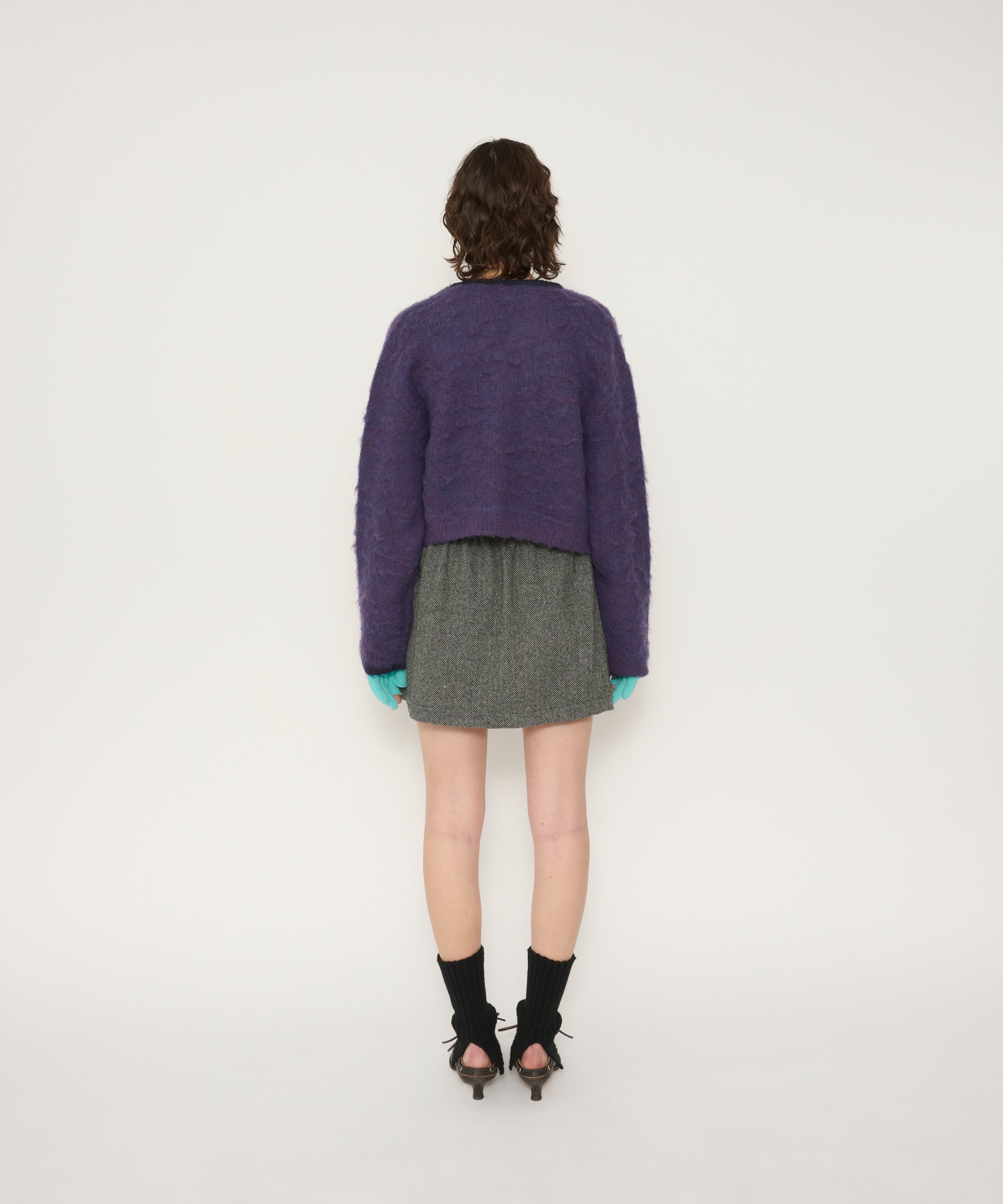 5G BRUSHED JACQUARD CARDIGAN