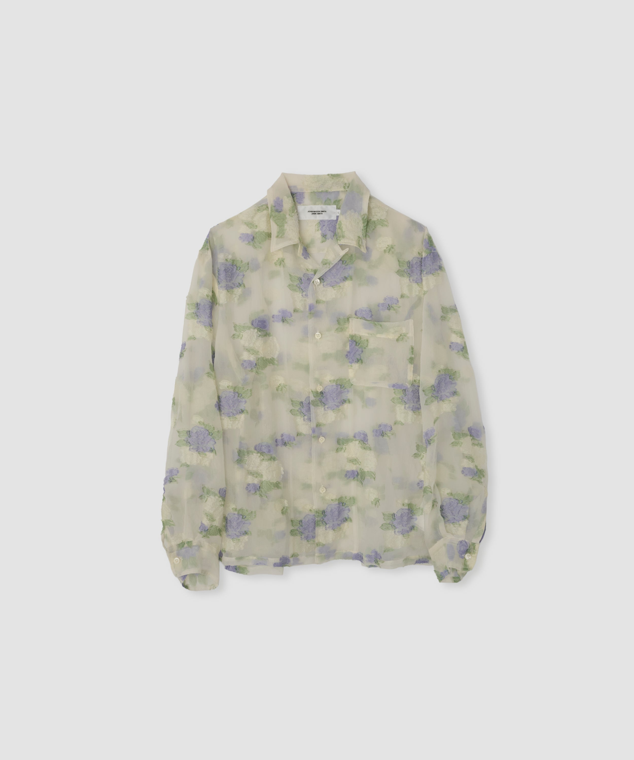 FLOWER JACQUARD OPEN COLLAR SHIRT