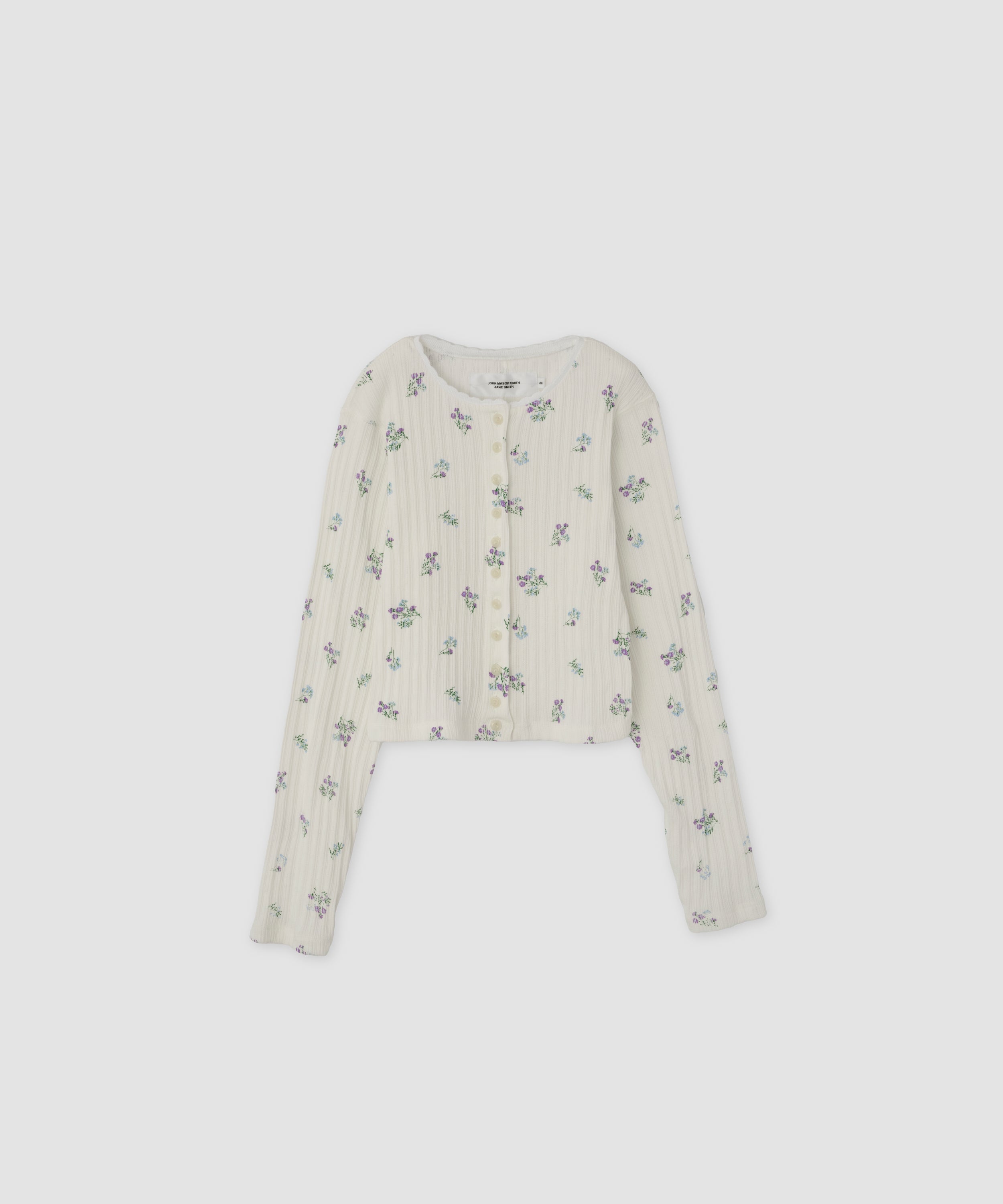 COTTON EYELET RIB FLOWER CARDIGAN