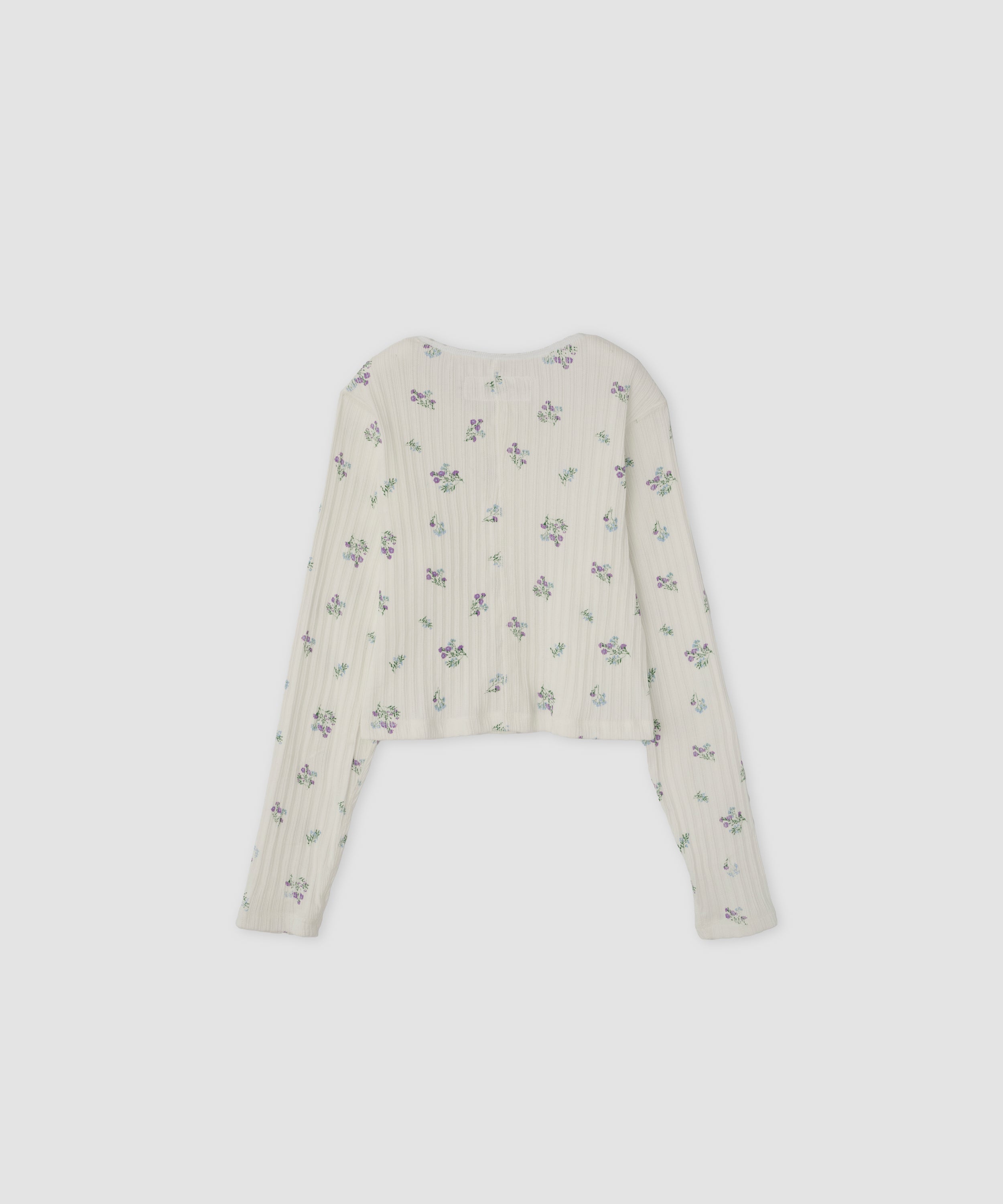 COTTON EYELET RIB FLOWER CARDIGAN