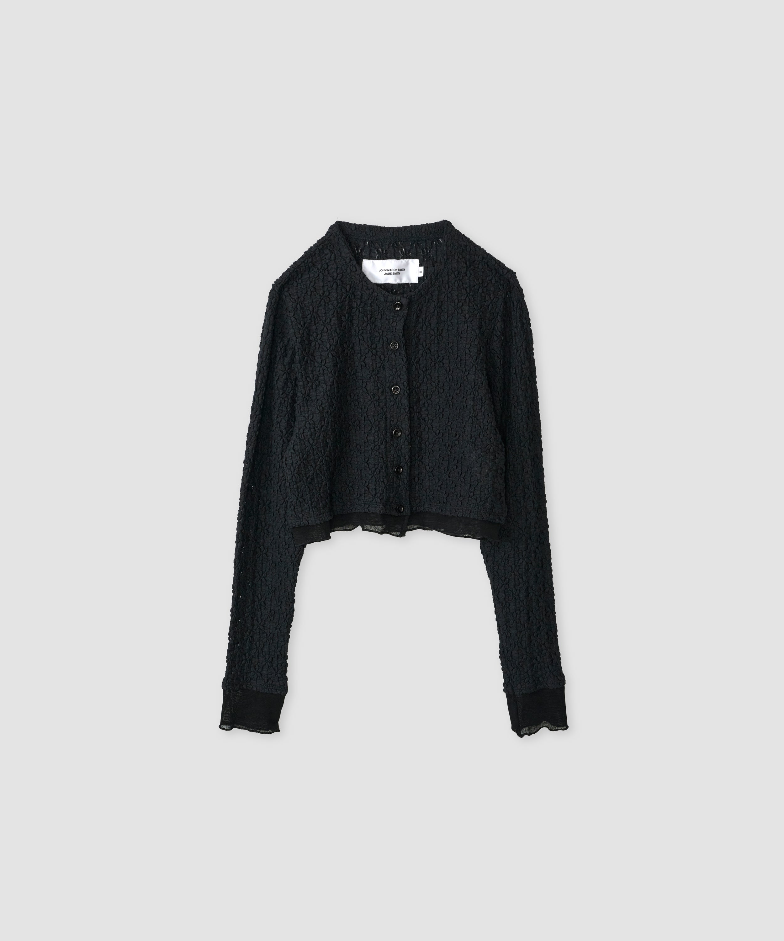 JOHN MASON SMITH ジョン メイソン スミス 26SS NYLON COTTON FLOWER LACE TULLE COMBI CARDIGAN カーディガン 26SCT-459L ブラック 36 NYLON COTTON FLOWER LACE TULLE COMBI CARDIGAN – JOHN MASON SMITH