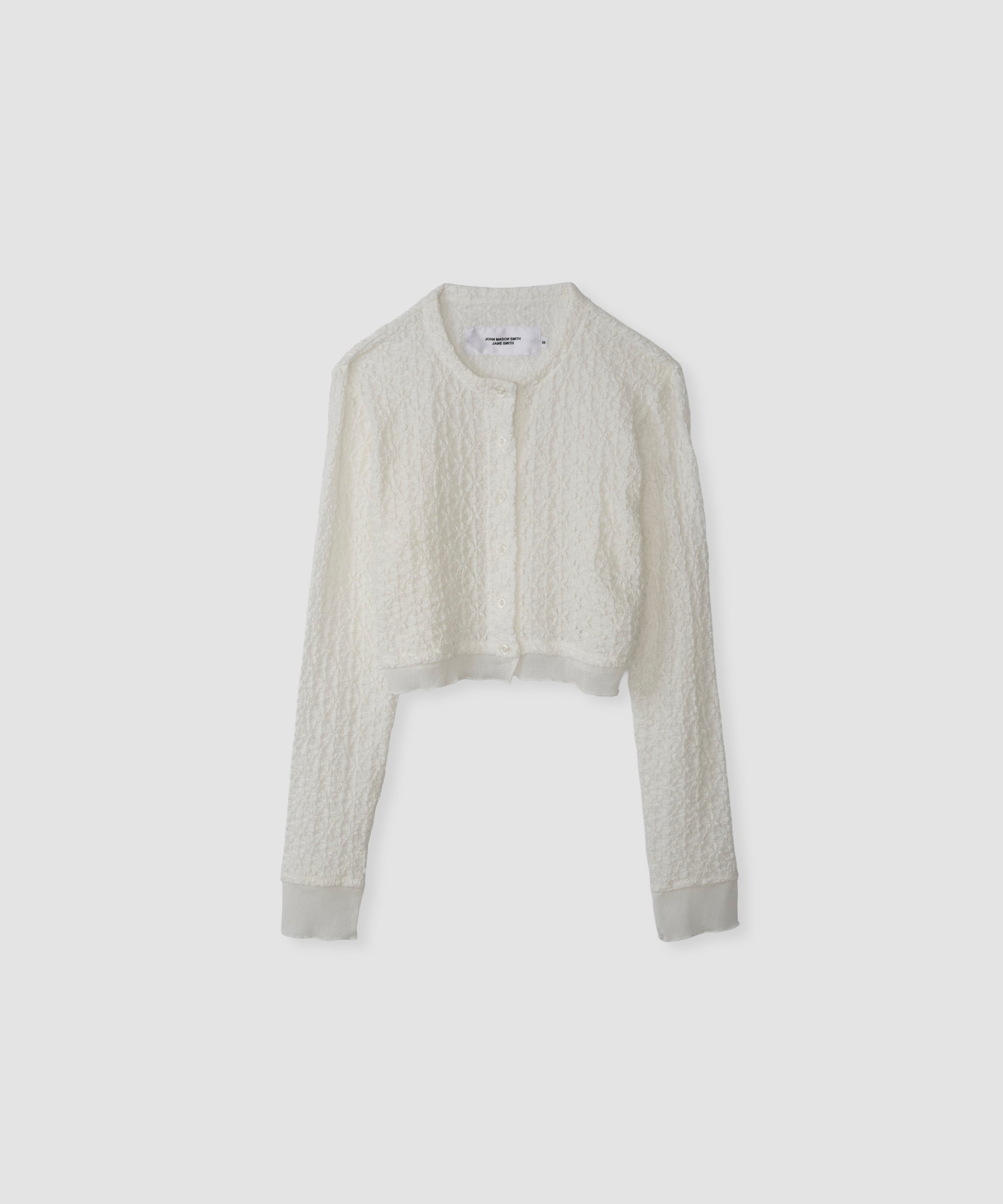 JOHN MASON SMITH ジョン メイソン スミス 26SS NYLON COTTON FLOWER LACE TULLE COMBI CARDIGAN カーディガン 26SCT-459L ブラック 36 NYLON COTTON FLOWER LACE TULLE COMBI CARDIGAN – JOHN MASON SMITH