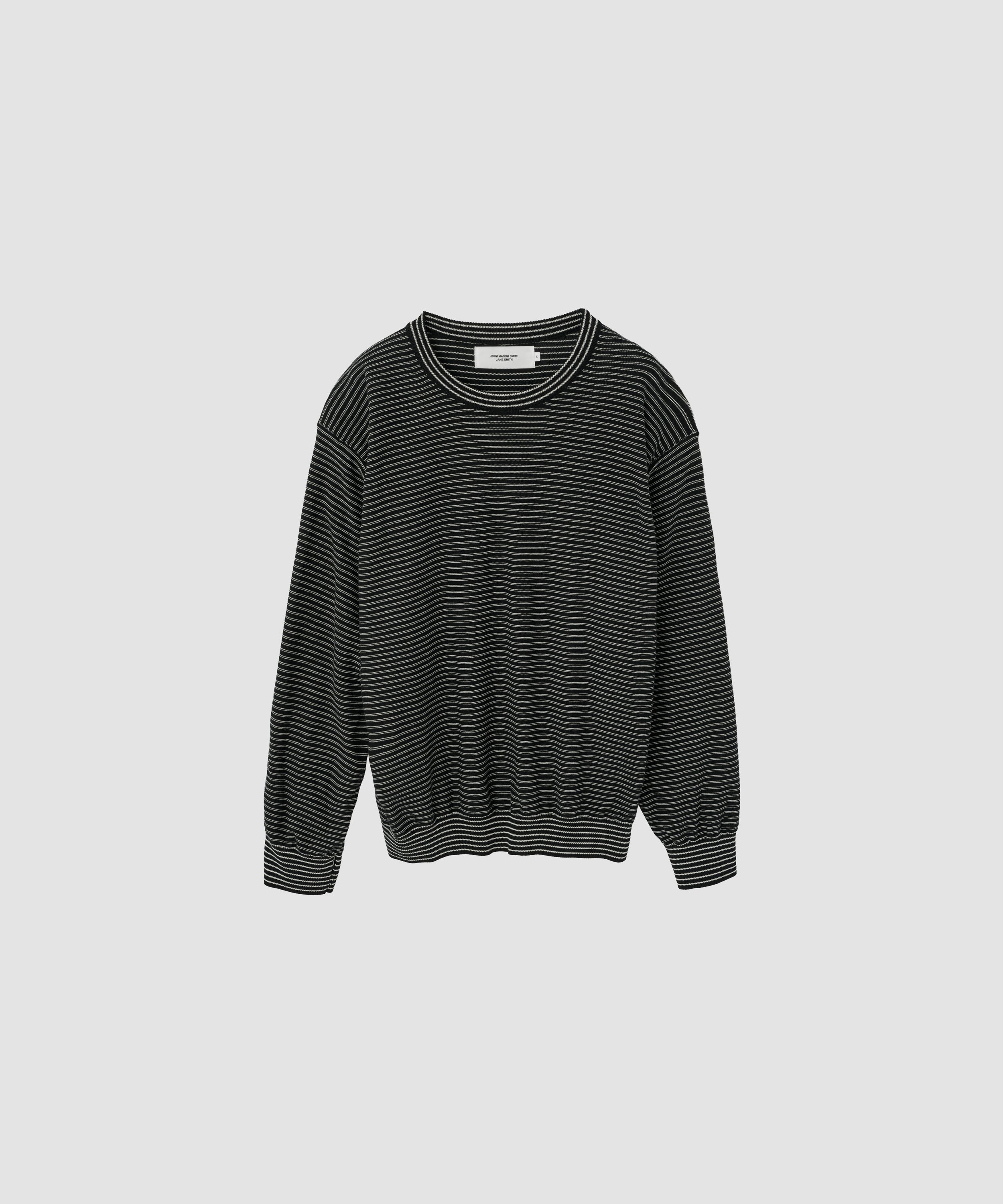 12G COTTON BORDER CREW NECK KNIT