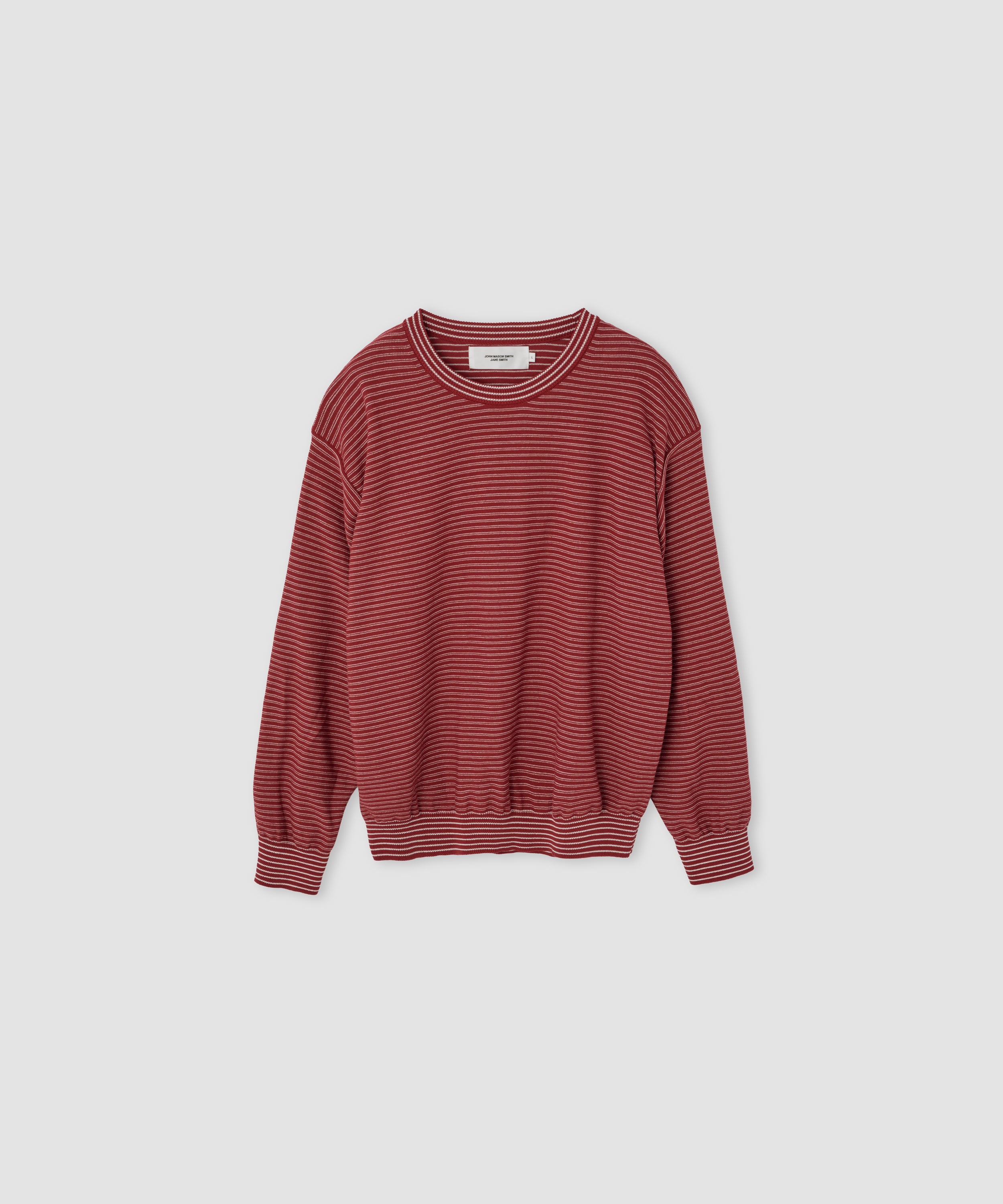 12G COTTON BORDER CREW NECK KNIT