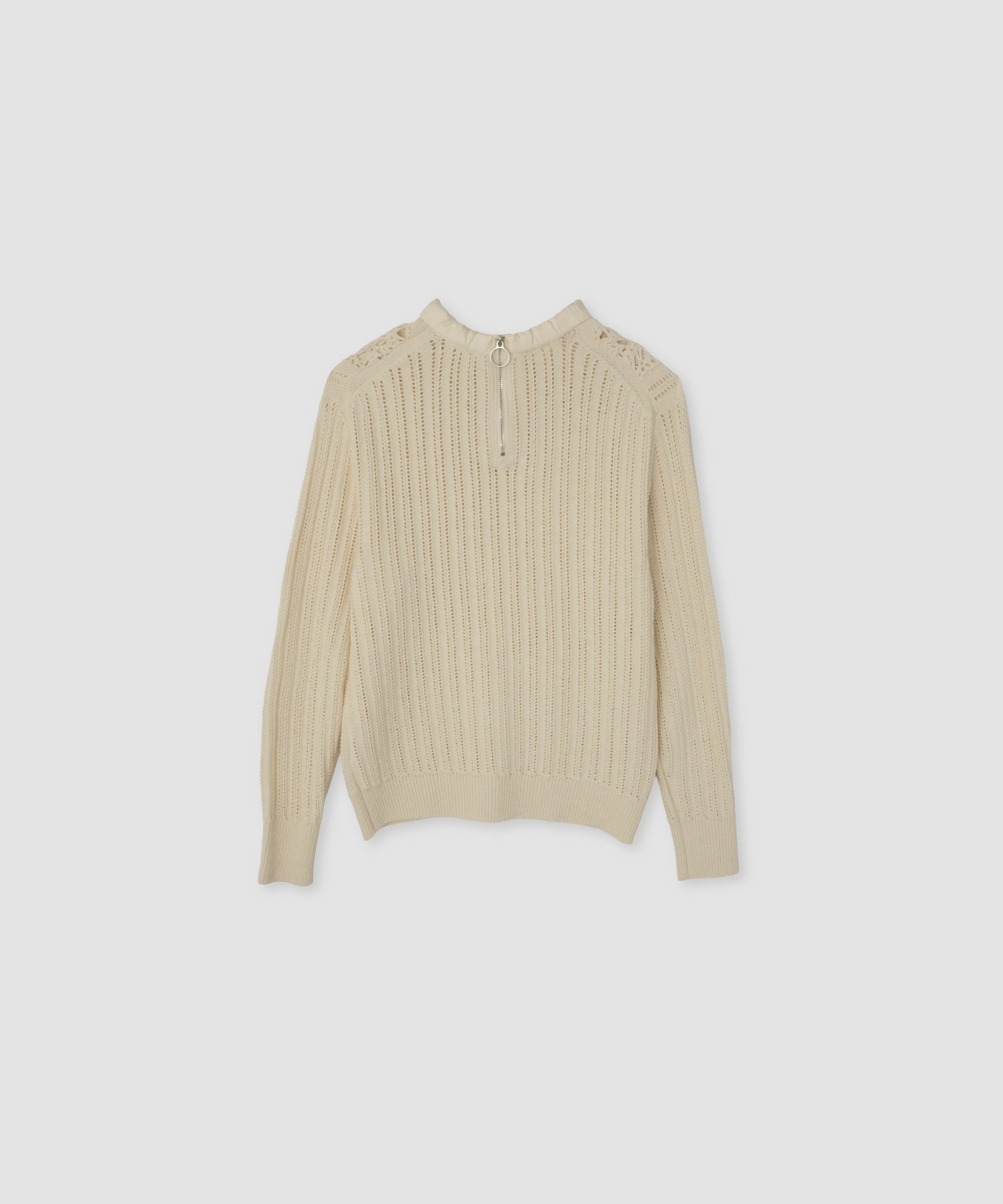 7G KNIT HAND LACE MESH CREW NECK PULLOVER