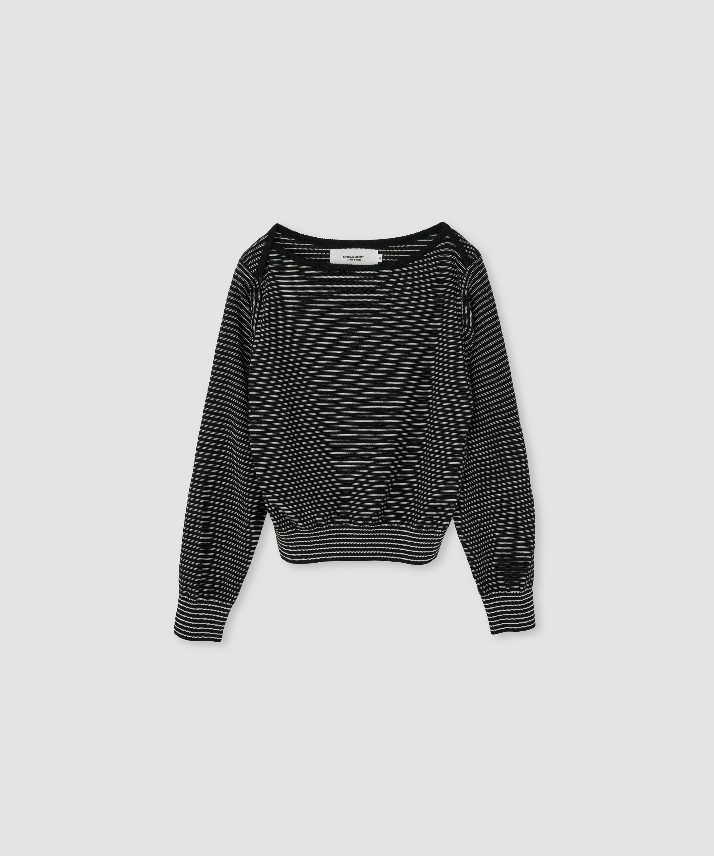 12G COTTON BORDER BOAT NECK KNIT