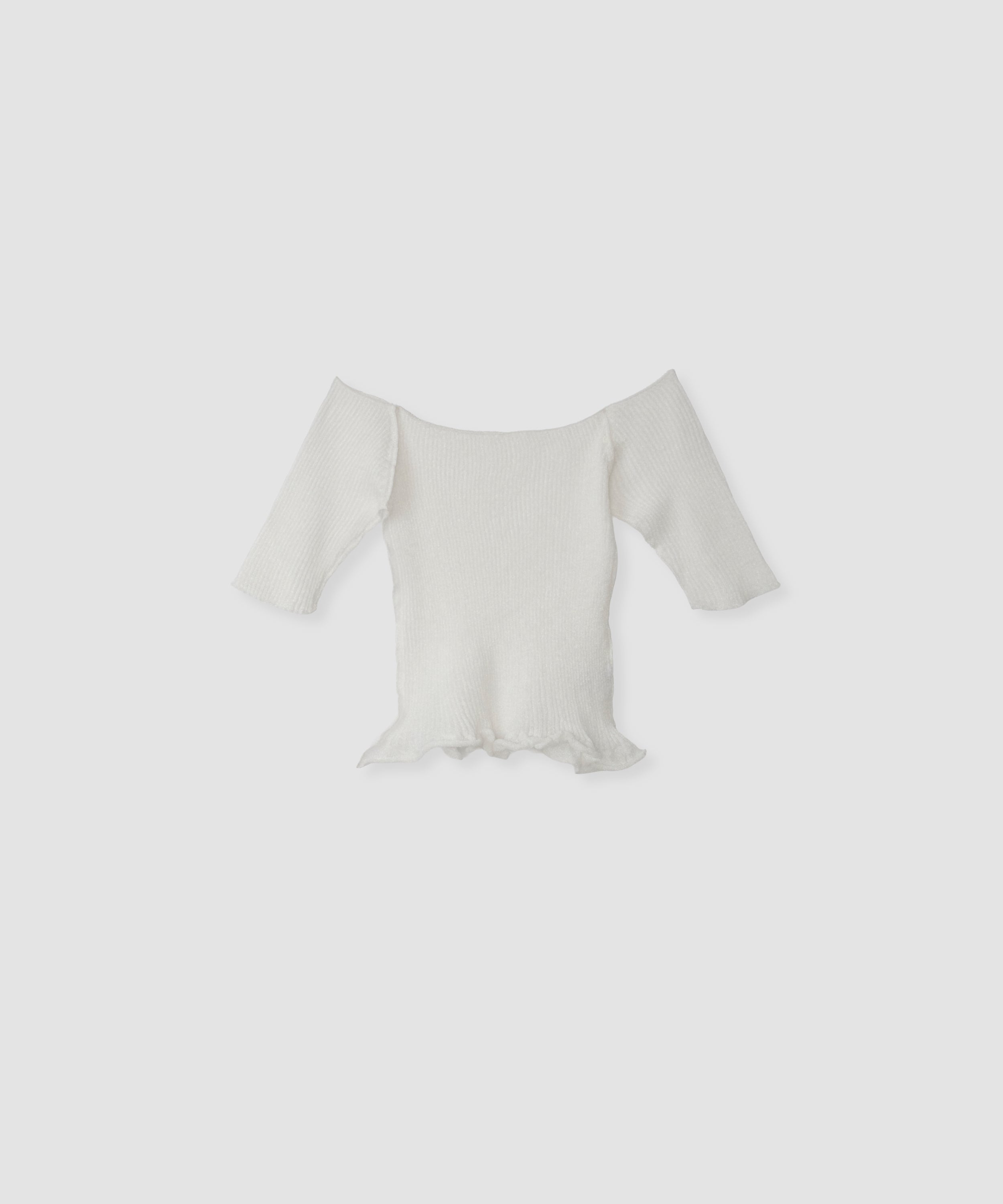 16G POLYESTER RAMIE SHEER RIB OFF SHOULDER KNIT