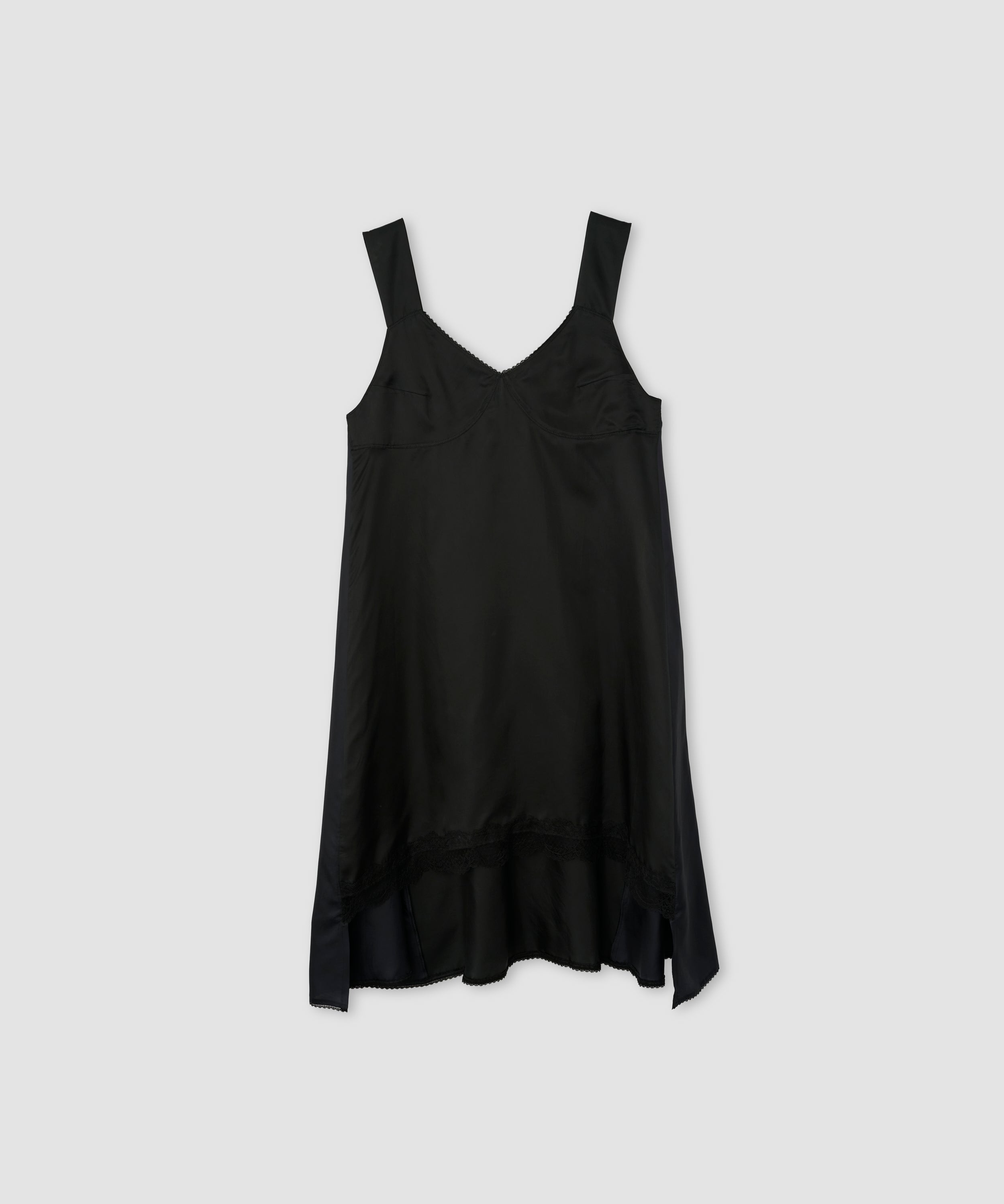 WASHED CUPRO LACE TRIMMED MIDI DRESS