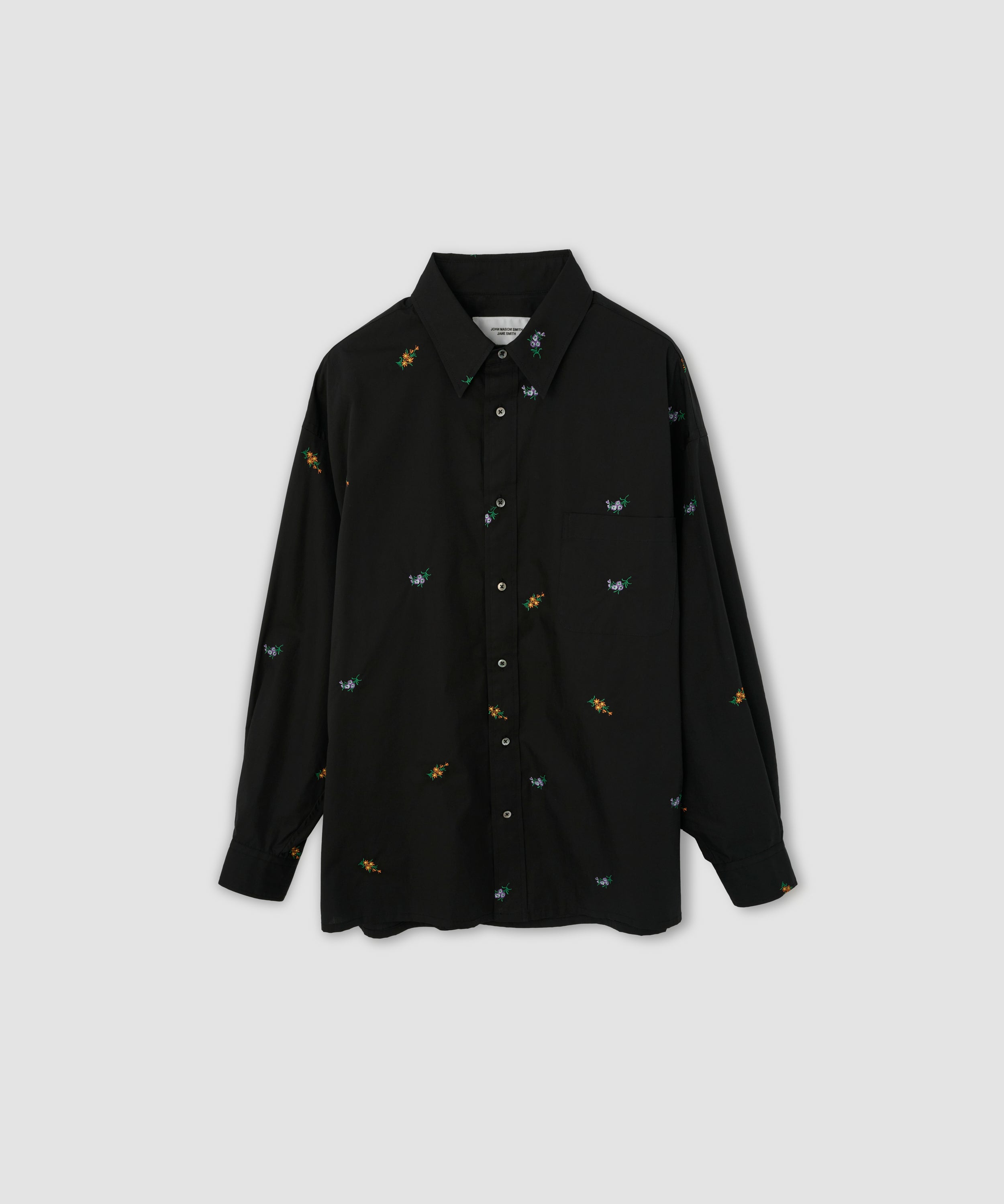 FLOWER EMBROIDERY REGULAR COLLAR SHIRT
